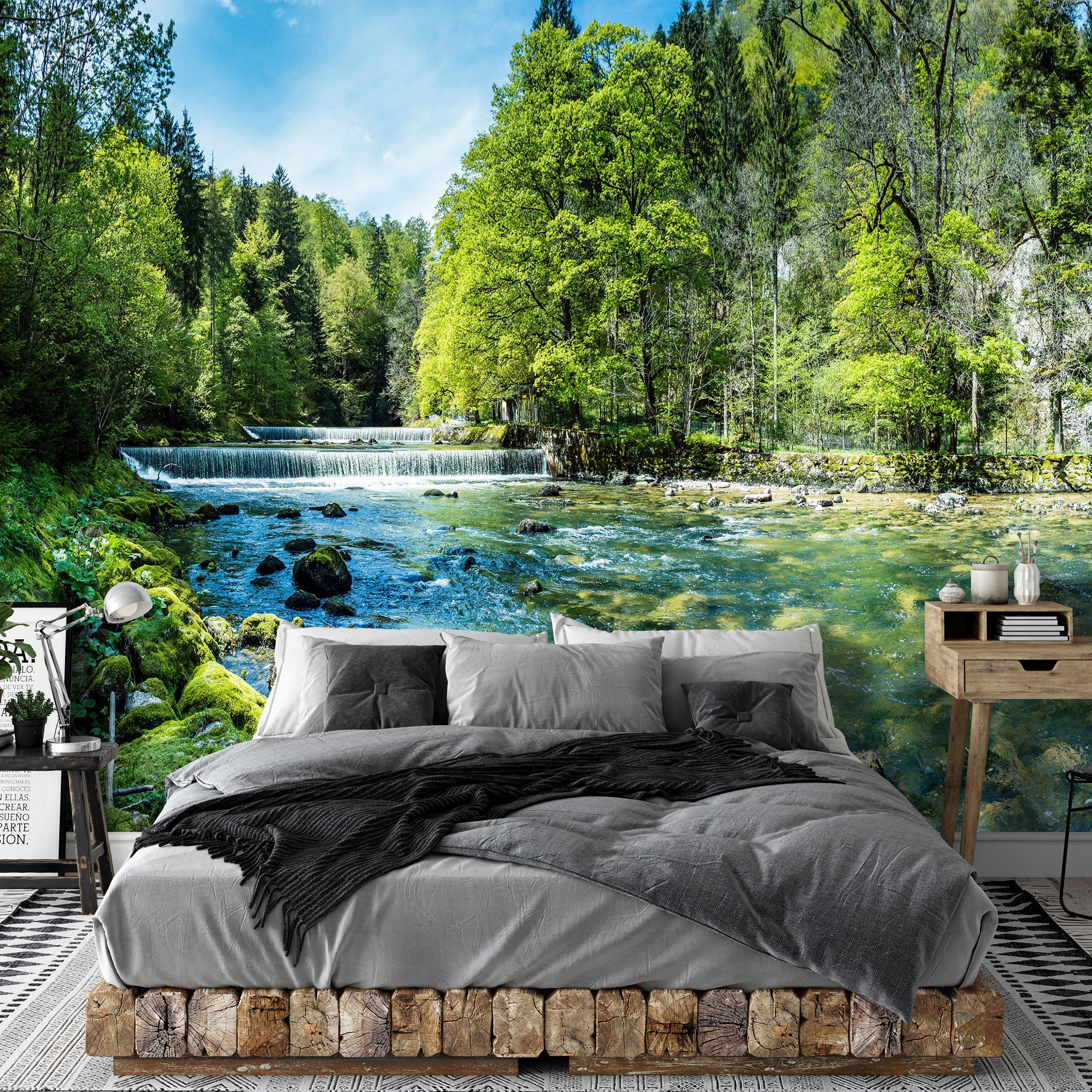 Wallarena Fototapete Wald Natur See Wohnzimmer Schlafzimmer 3D Vlies Tapete günstig online kaufen