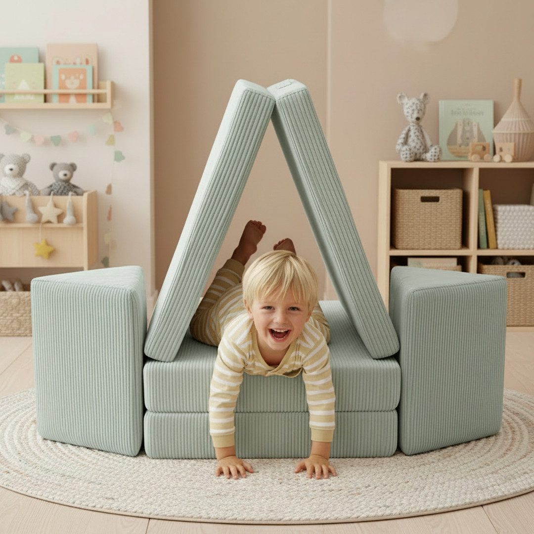 Bellabino Kindersofa Nile aus 4 Schaumstoff Teilen, Türkis, faltbare Kinder günstig online kaufen