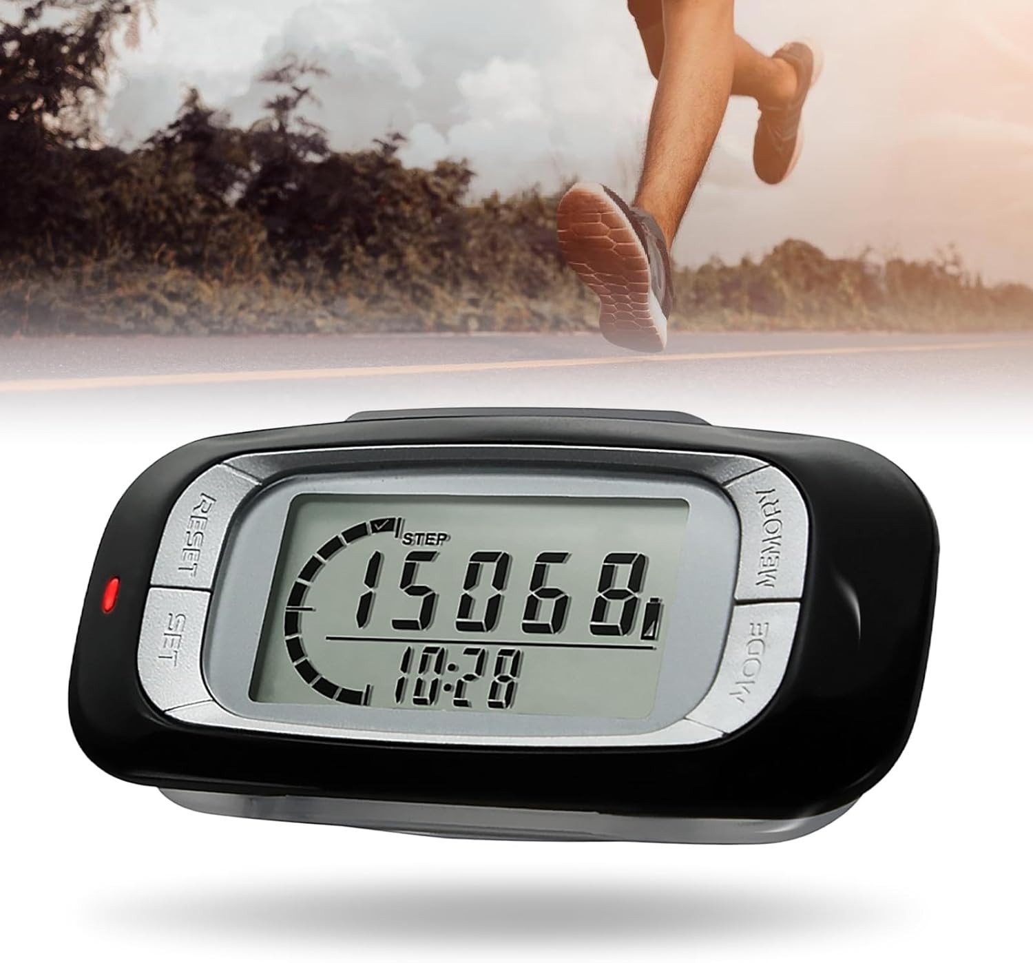 Schrittzähler 3D Schrittzähler mit Clip und Umhängeband, Tragbar Digitaler Pedometer
