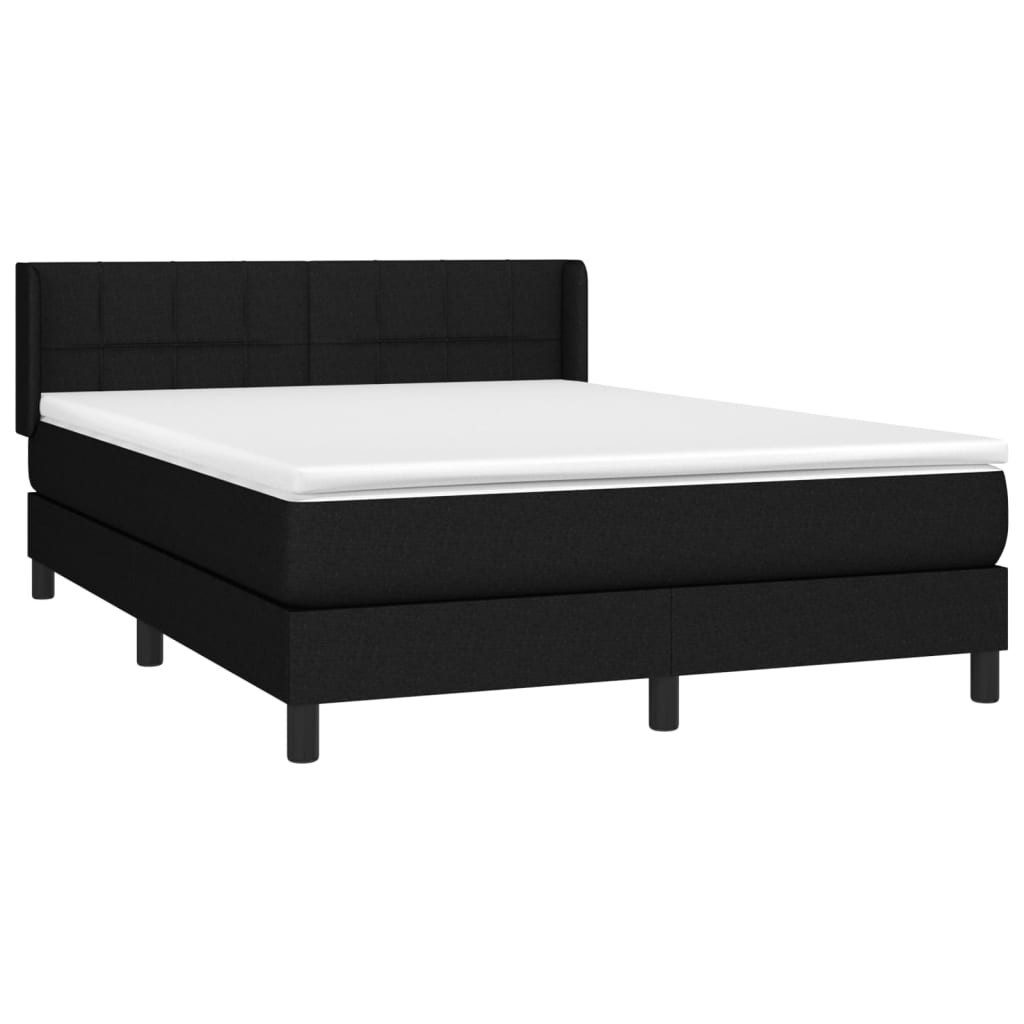 vidaXL Bett Boxspringbett mit Matratze Schwarz 140x200 cm Stoff