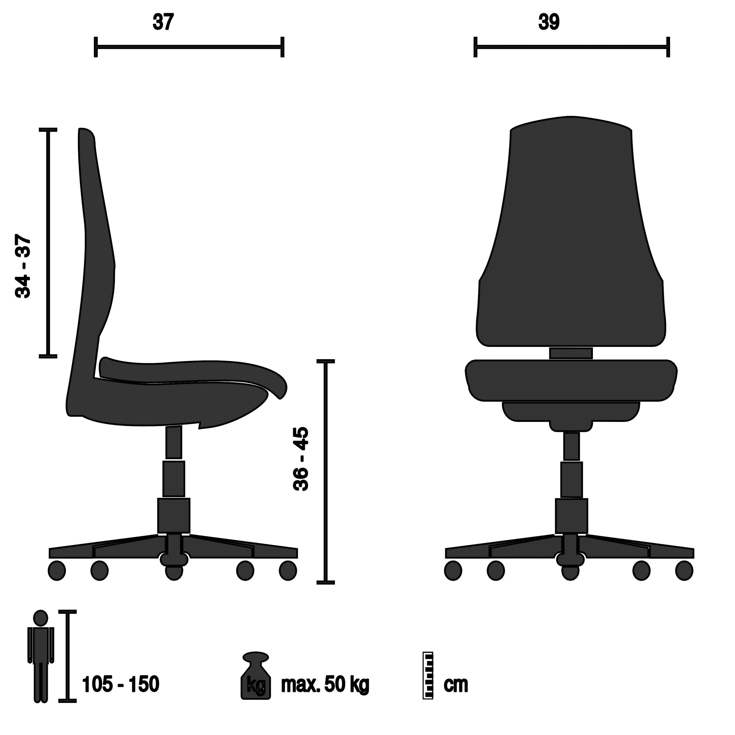 hjh OFFICE Drehstuhl Kinderdrehstuhl Kiddy Classic Stoff ohne Armlehnen (1 St), Kinder Bürostuhl mitwachsend, ergonomisch