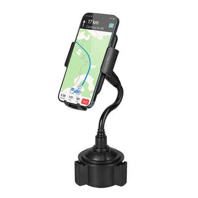 kwmobile Handyhalterung für Auto Getränkehalter Innenmaße Handy-Halterung, (1-tlg., Smartphone Halterung für das Auto in Schwarz)
