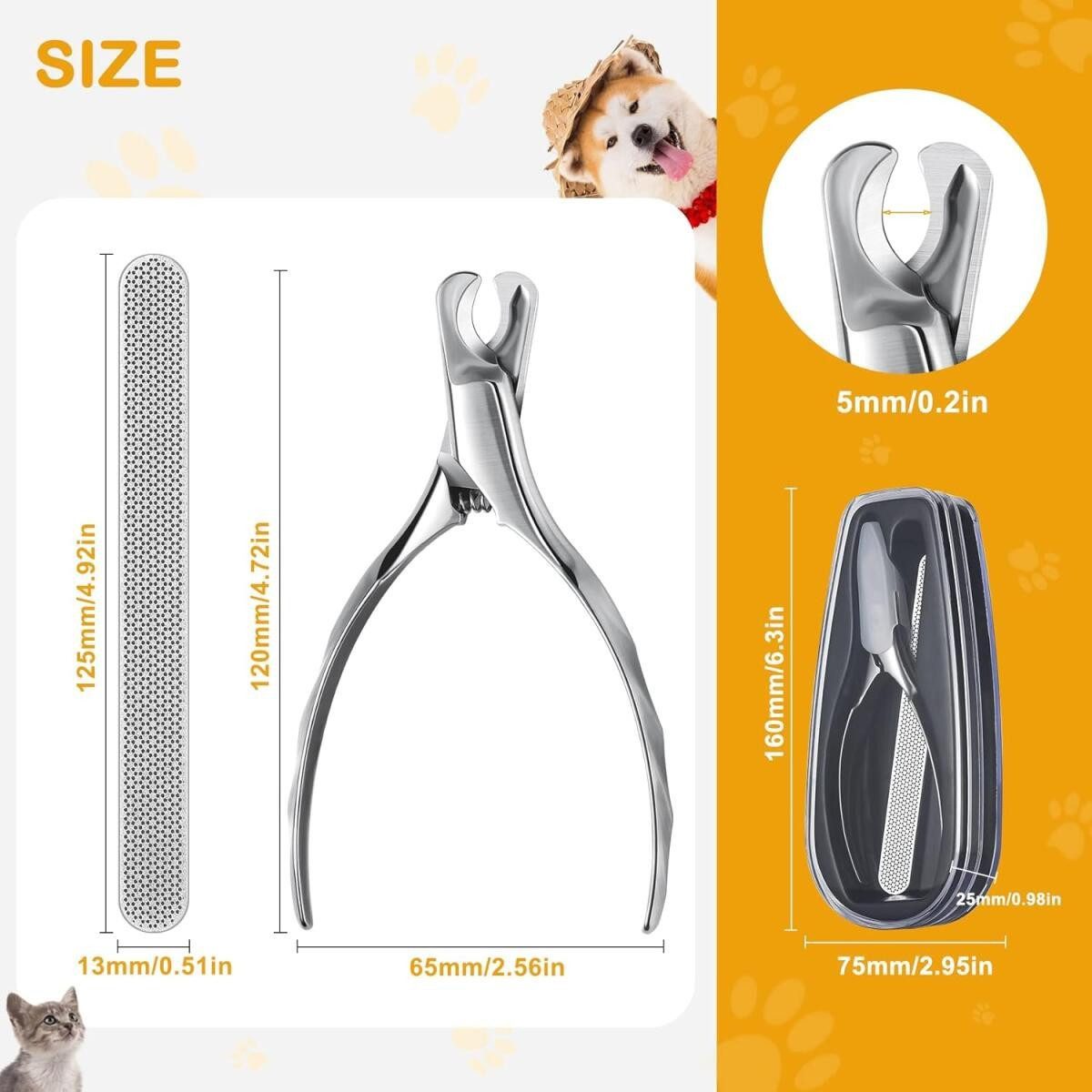 FELIXLEO Krallenschneider Krallenschere Hunde Katzen Edelstahl Ergonomisch mit Nagelfeile, (4-tlg)