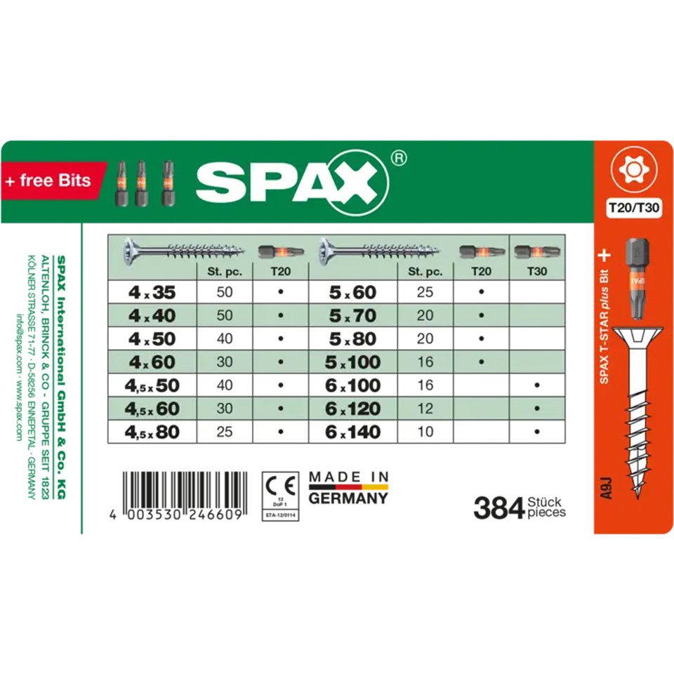 SPAX Schrauben-Set SPAX L-BOXX mini BLAX, Schrauben-Sortiment 803tlg.