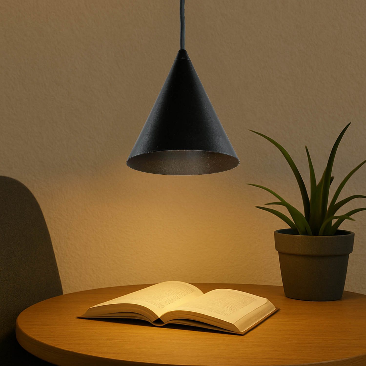Licht-Erlebnisse Pendelleuchte ZAGON, ohne Leuchtmittel, Metall GU10 rund Ø 11 cm H: max. 130 cm Schwarz Modern Hängelampe – Bild 2 von 5