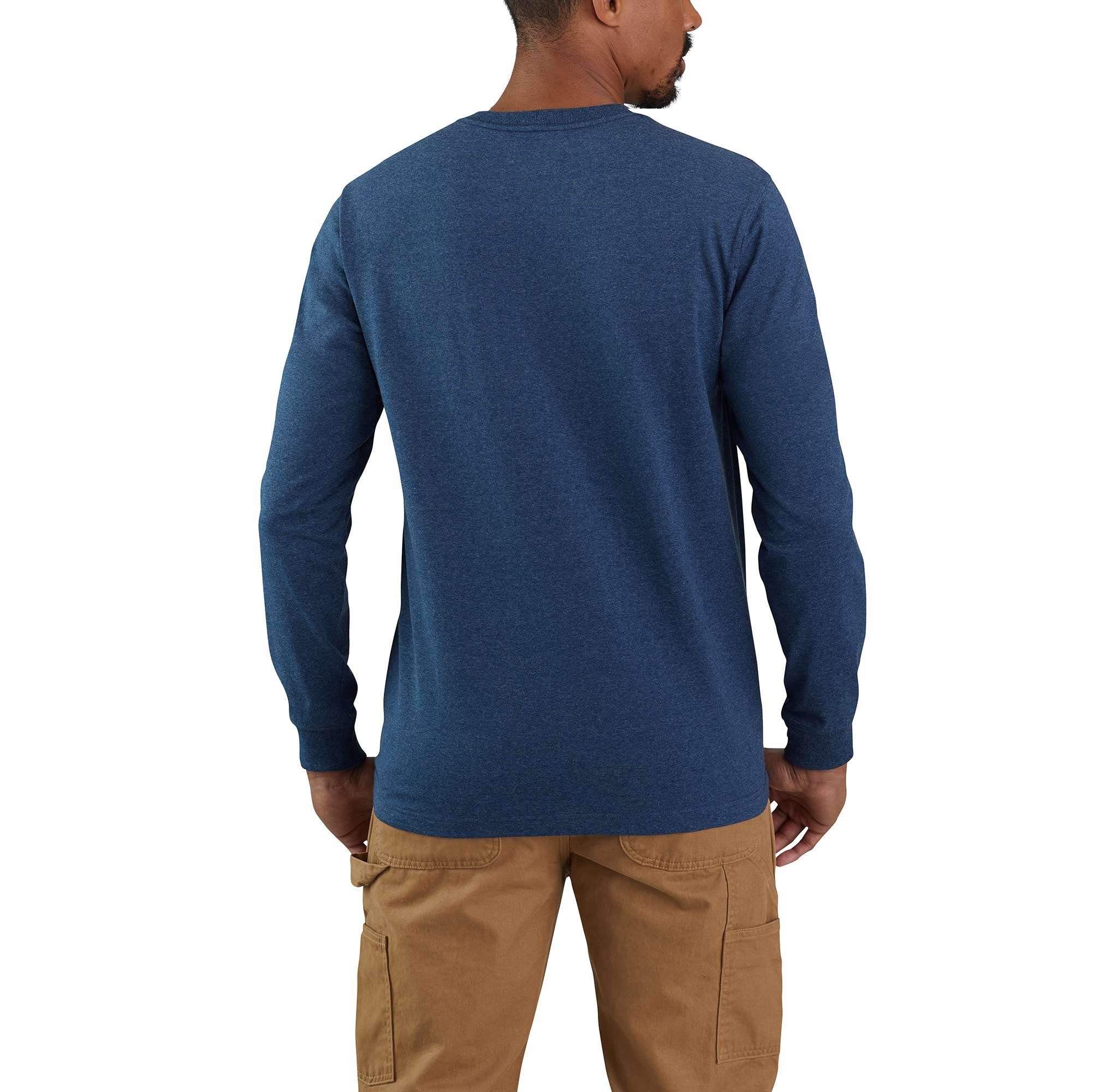 Graphic Carhartt blue T-Shirt Herren Heavyweight Langarmshirt Langarmshirt Long-Sleeve heather Adult Logo dark Relaxed Carhartt Block Fit cobalt