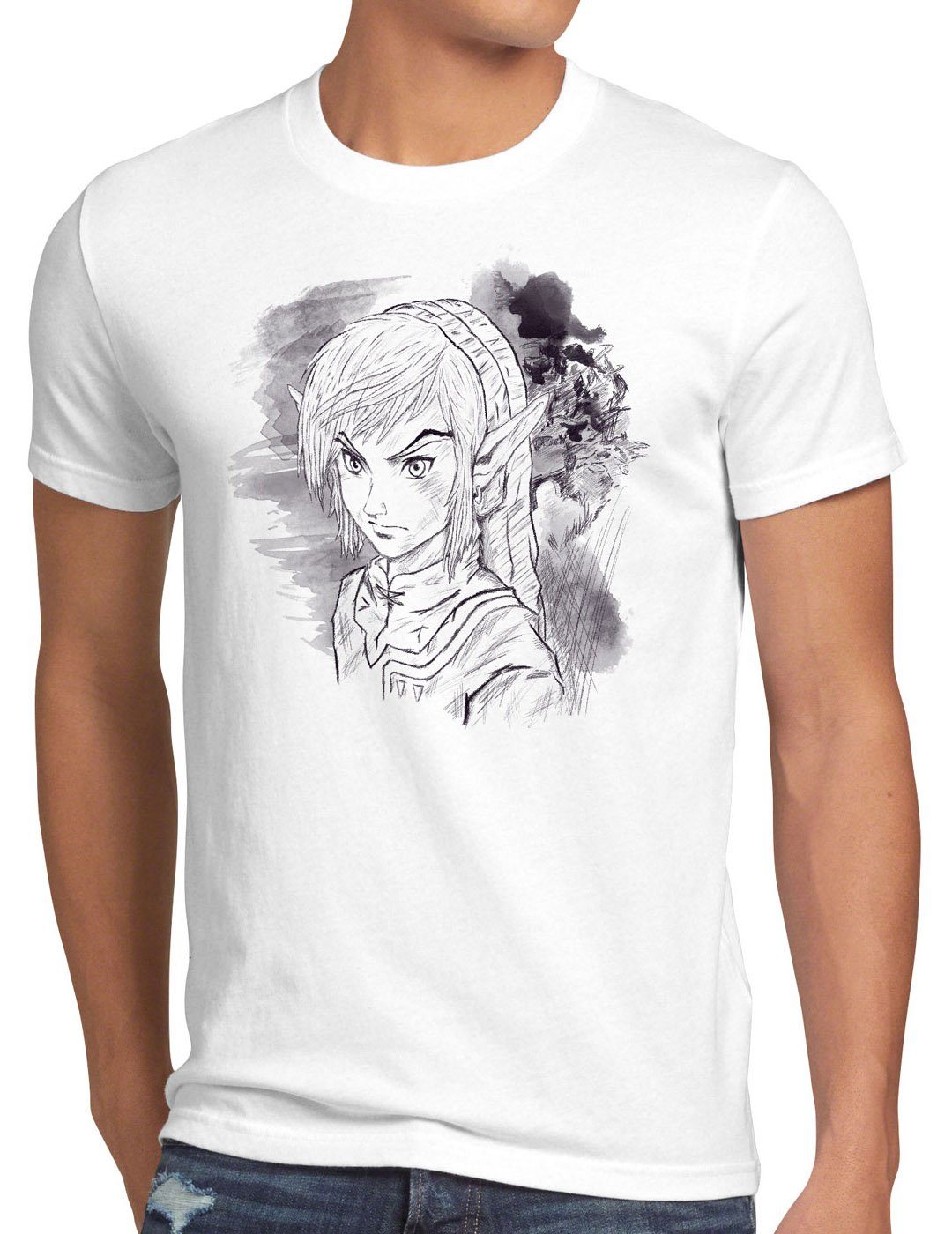 gamer amiibo hyrule wild spiel boy style3 weiß Legend zelda Link switch game T-Shirt Print-Shirt Herren