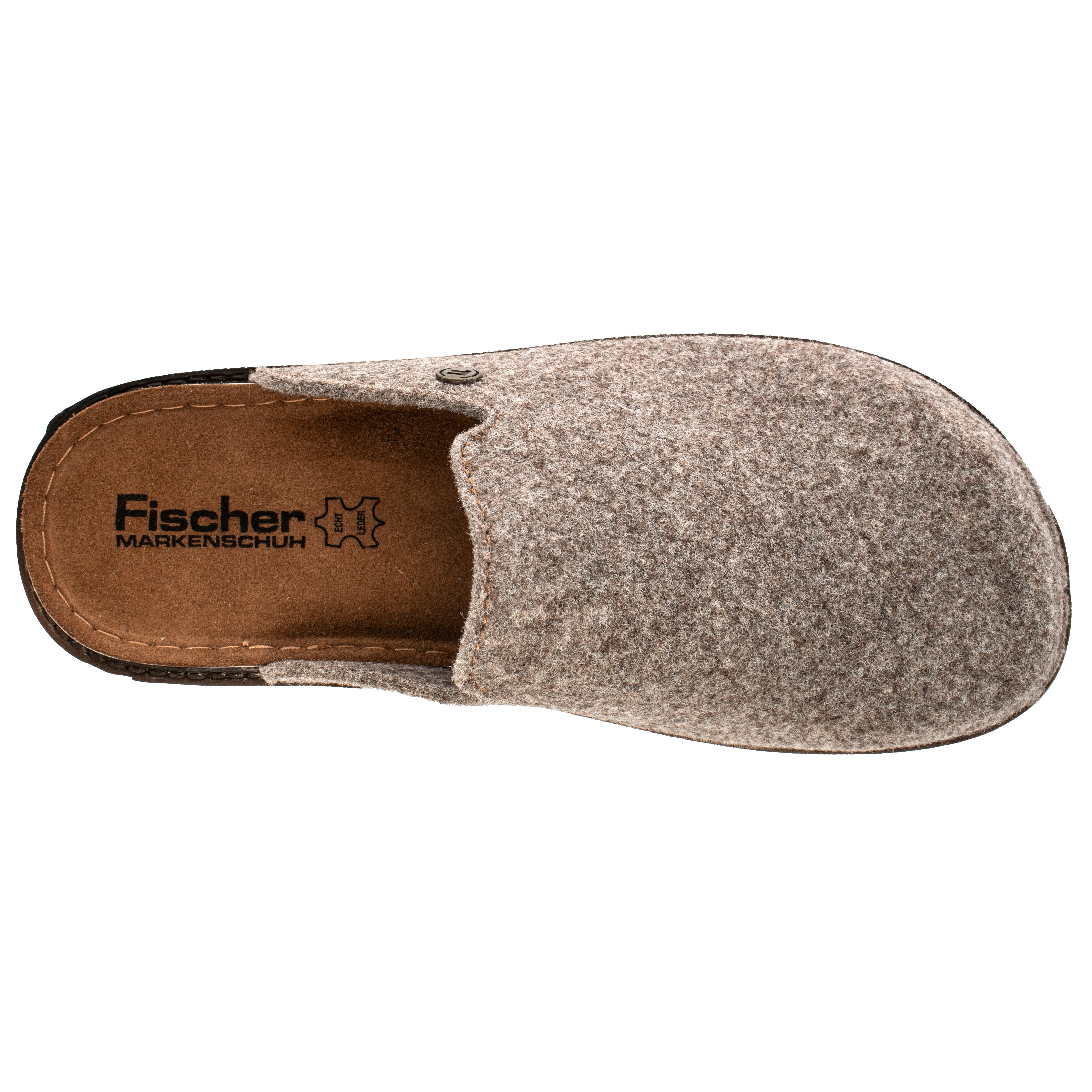 Fischer-Markenschuh Lars Pantoffel aus recyceltem PET Filz, leicht gepolstertes Lederfußbett