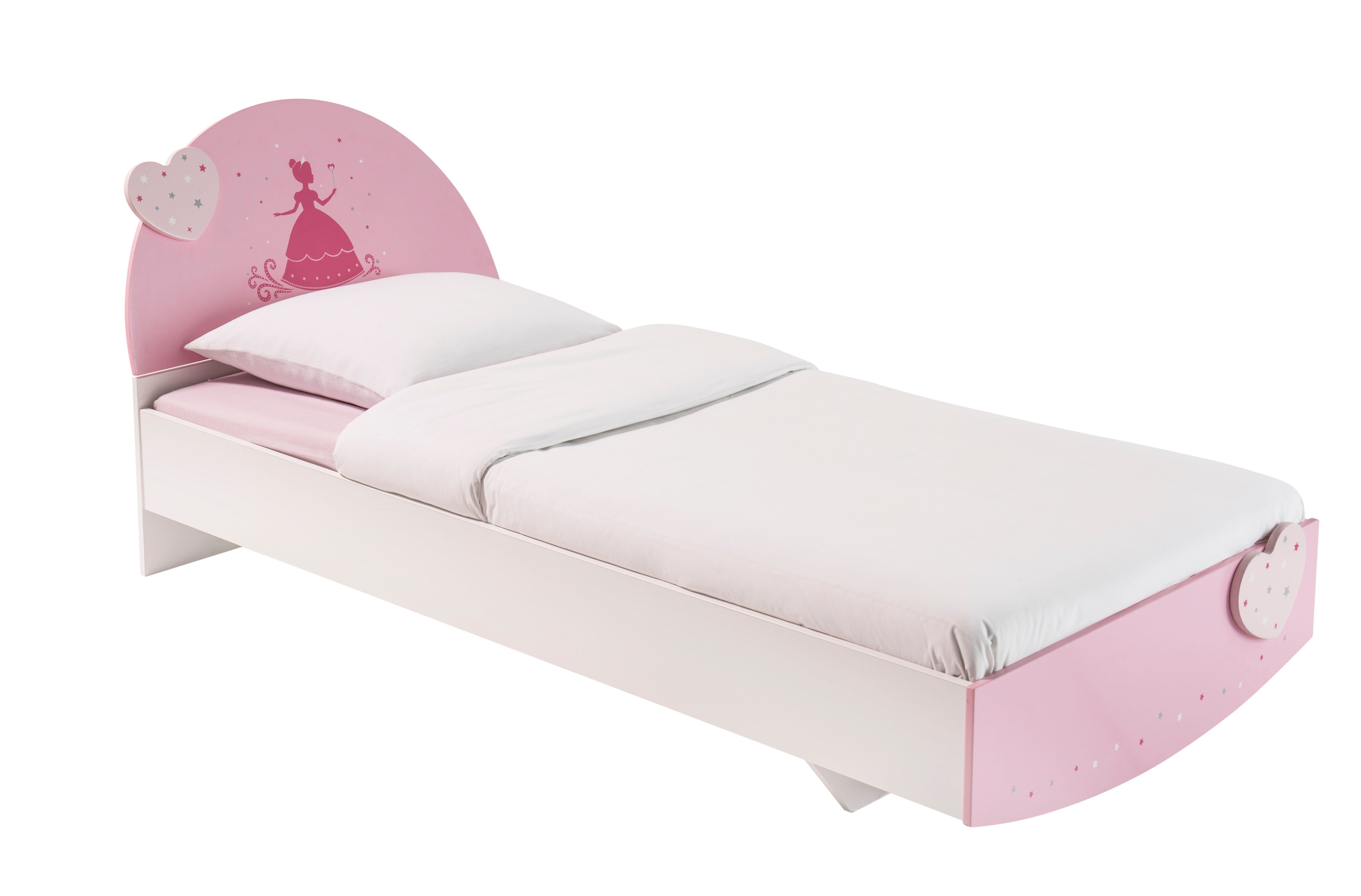 habeig Kinderbett Kinderbett Herzen Mädchen Prinzessin 90 x 190 cm Holz Kinderzimmer