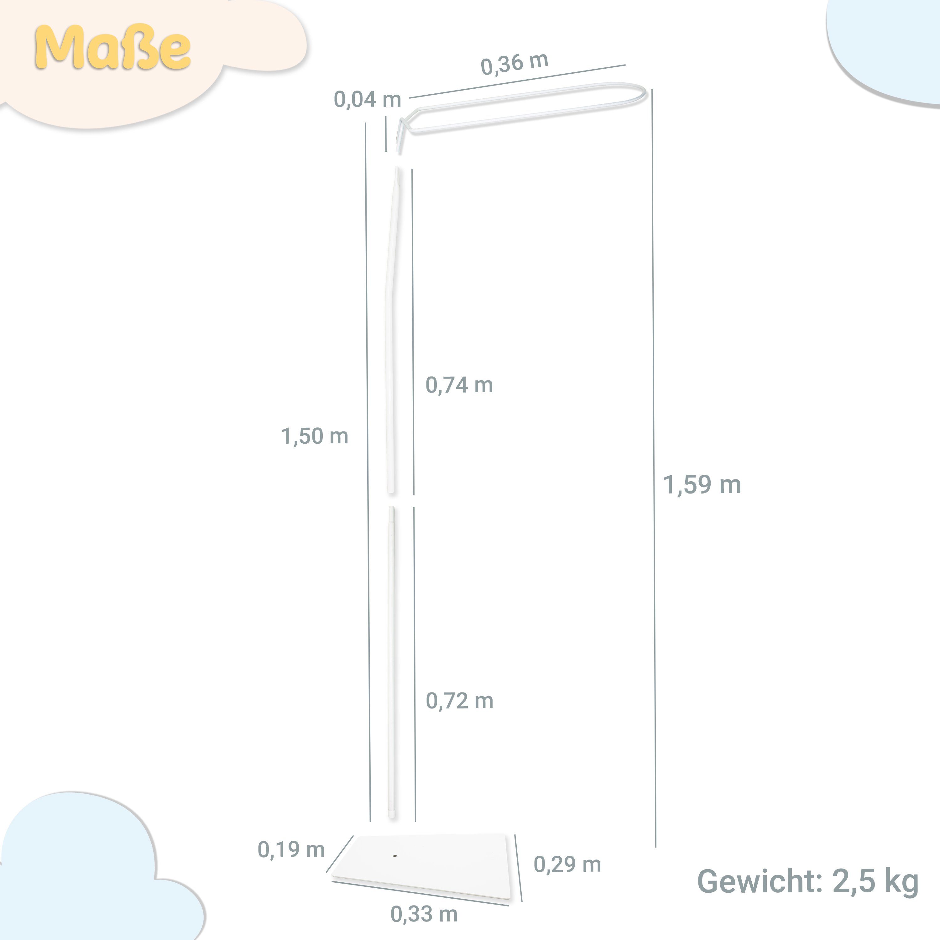 Babykajo Betthimmel (4-tlg), Himmelstange für Babybett – Stange für Betthimmel Babybett i – Bild 4 von 5