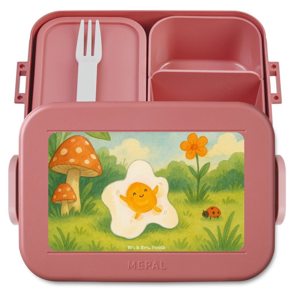 Mr. & Mrs. Panda Butterdose Spiegelei Ei Design, Snackbox, Rot Pastell, Lebensmittelbehälter, Glü, Polypropylen lebensmittelecht, (Packung), Geschenk Bento Box Meal Prep Box