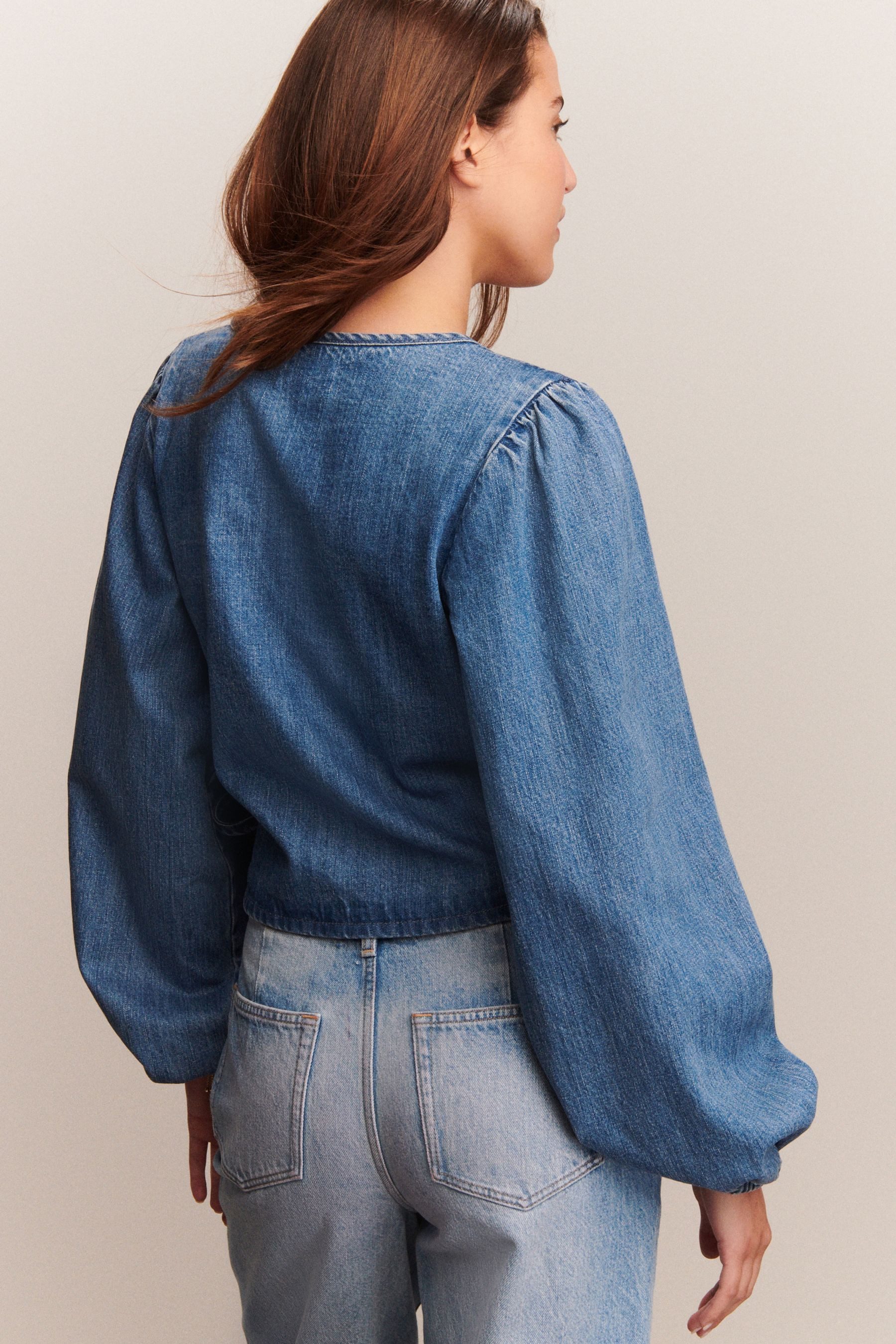 Next Jeanshemd Wickelbluse aus Jeansstoff (1-tlg) günstig online kaufen