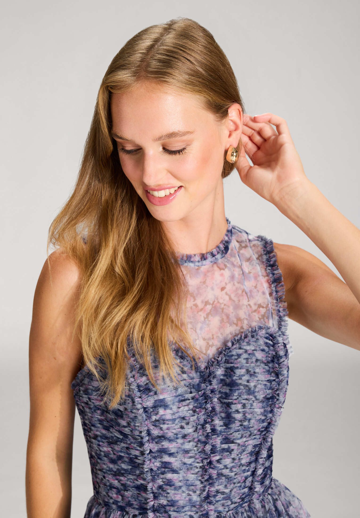 Hey Kyla Abendkleid - Printkleid aus Tüll mit Rüschendetails A-Linie