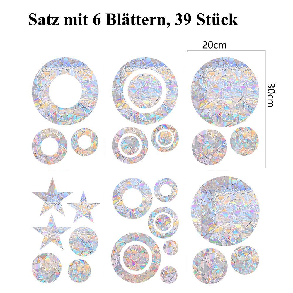 NUODWELL Vogelschutz für Unsichtbar, Sticker,39 Stück Suncatcher Glasscheiben Fenstersticker