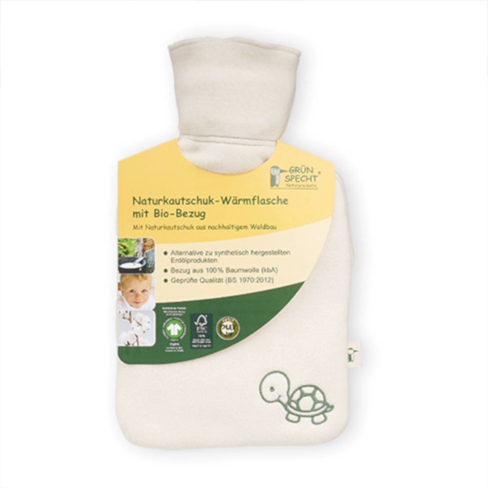 GRÜNSPECHT Wärmflasche Bio-Kinder-Wärmflasche mit Bio-Bezug 0,6l Naturkautschuk 644-00