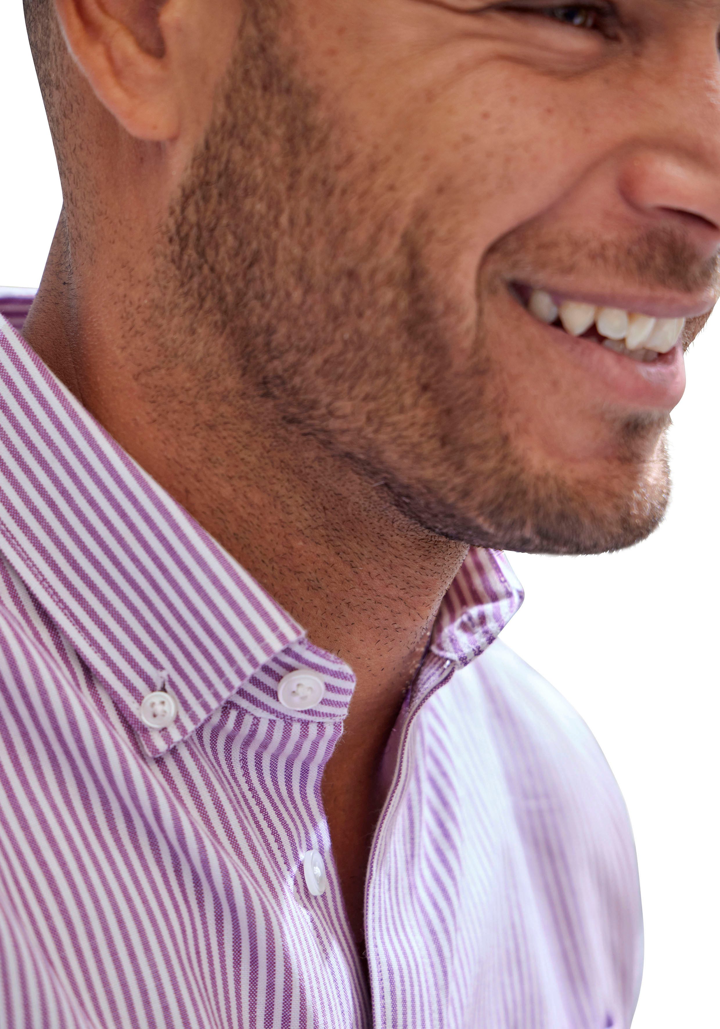 H.I.S Langarmhemd Regular-fit Oxfordhemd langarm mit Button-down-Kragen aus reiner Baumwolle