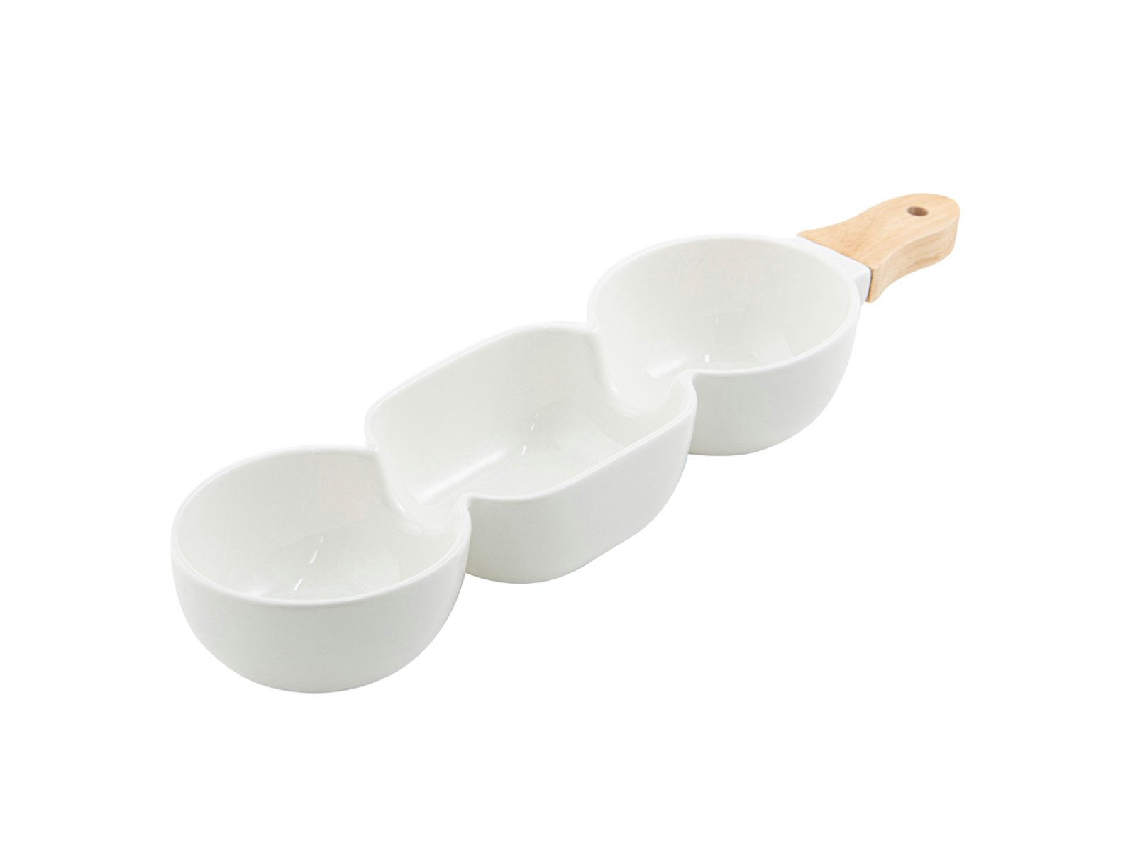 Ladelle Servierschüssel Serve & Share Servier-Stick weiß 3tlg, Steingut / Gummibaumholz, (Servierbestecke)
