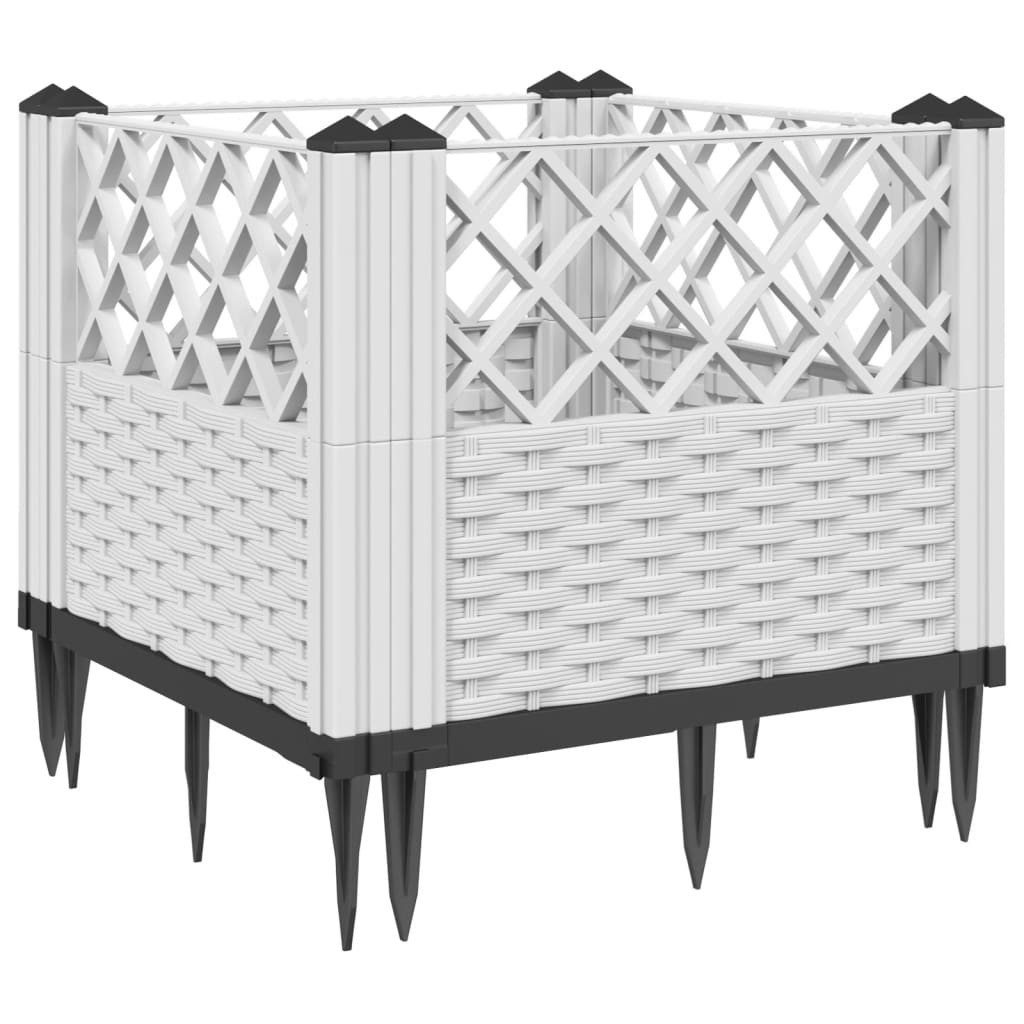 vidaXL Blumentopf Pflanzkasten mit Erdspießen Weiß günstig online kaufen