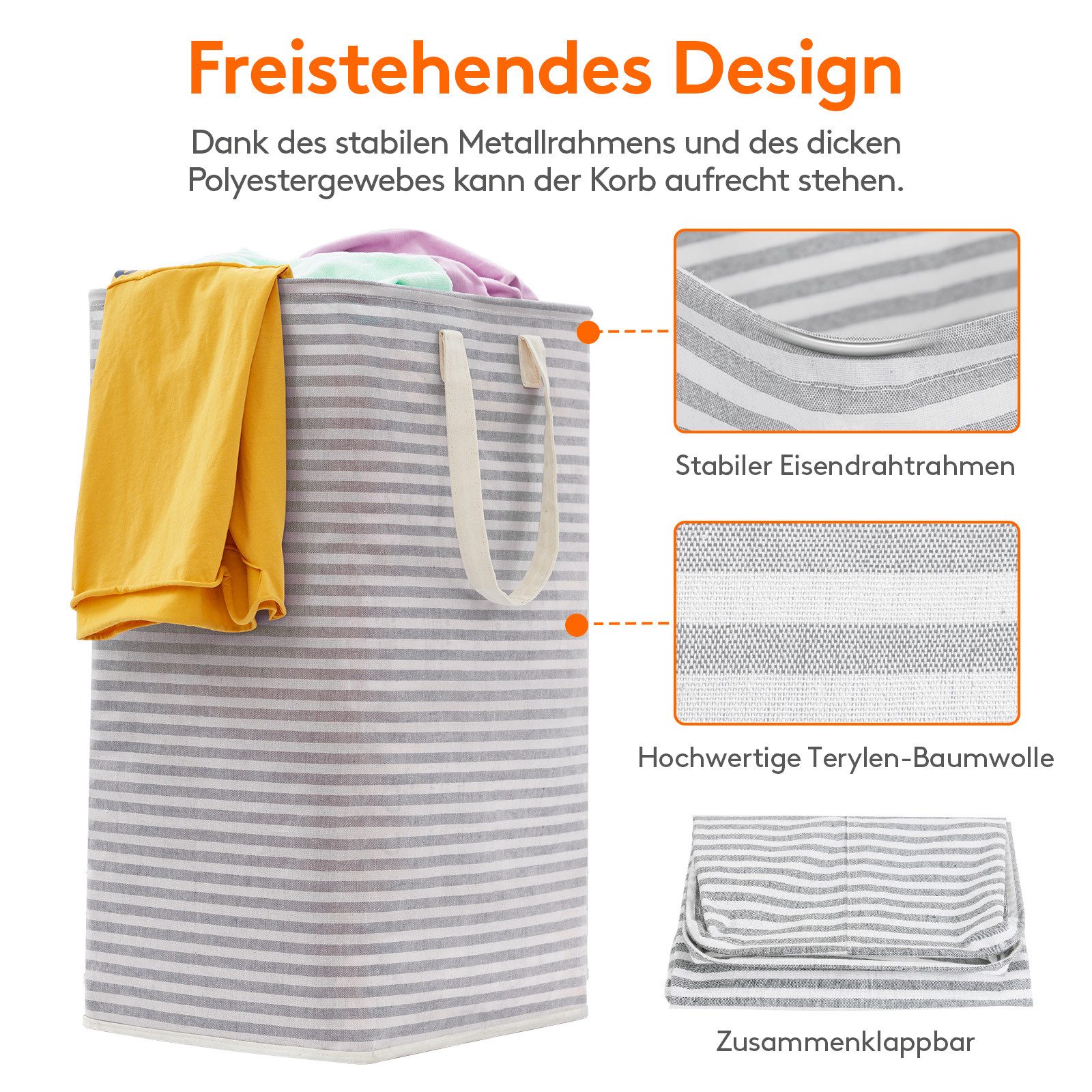 Lifewit Wäschebox 80L Wäschekorb aufrecht (2 günstig online kaufen