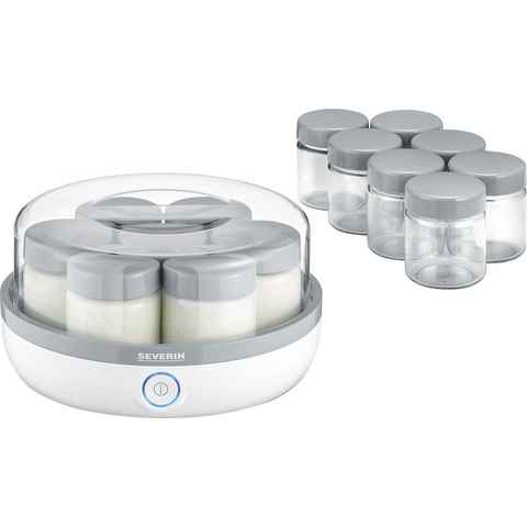 Severin Joghurtbereiter JG 3520, 14 Portionsbehälter, je 150 ml, 14 auslaufsichere Portionsgläser, transparenter Deckel