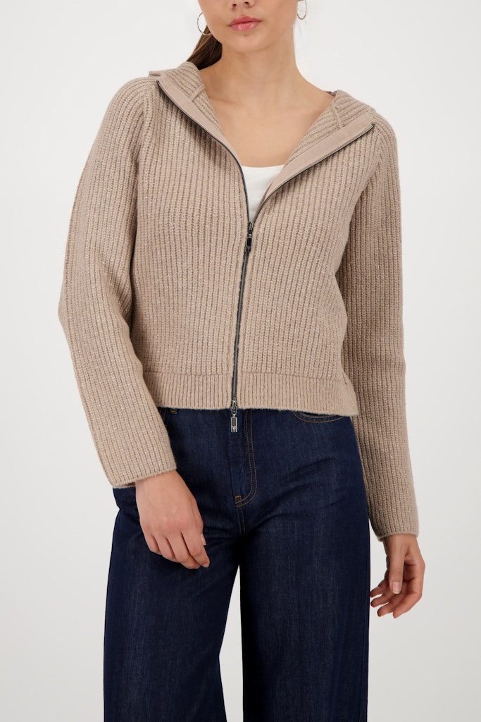 Monari Wolljacke Strickjacke Mit Kapuze und 2-Wege-Reißverschluss günstig online kaufen