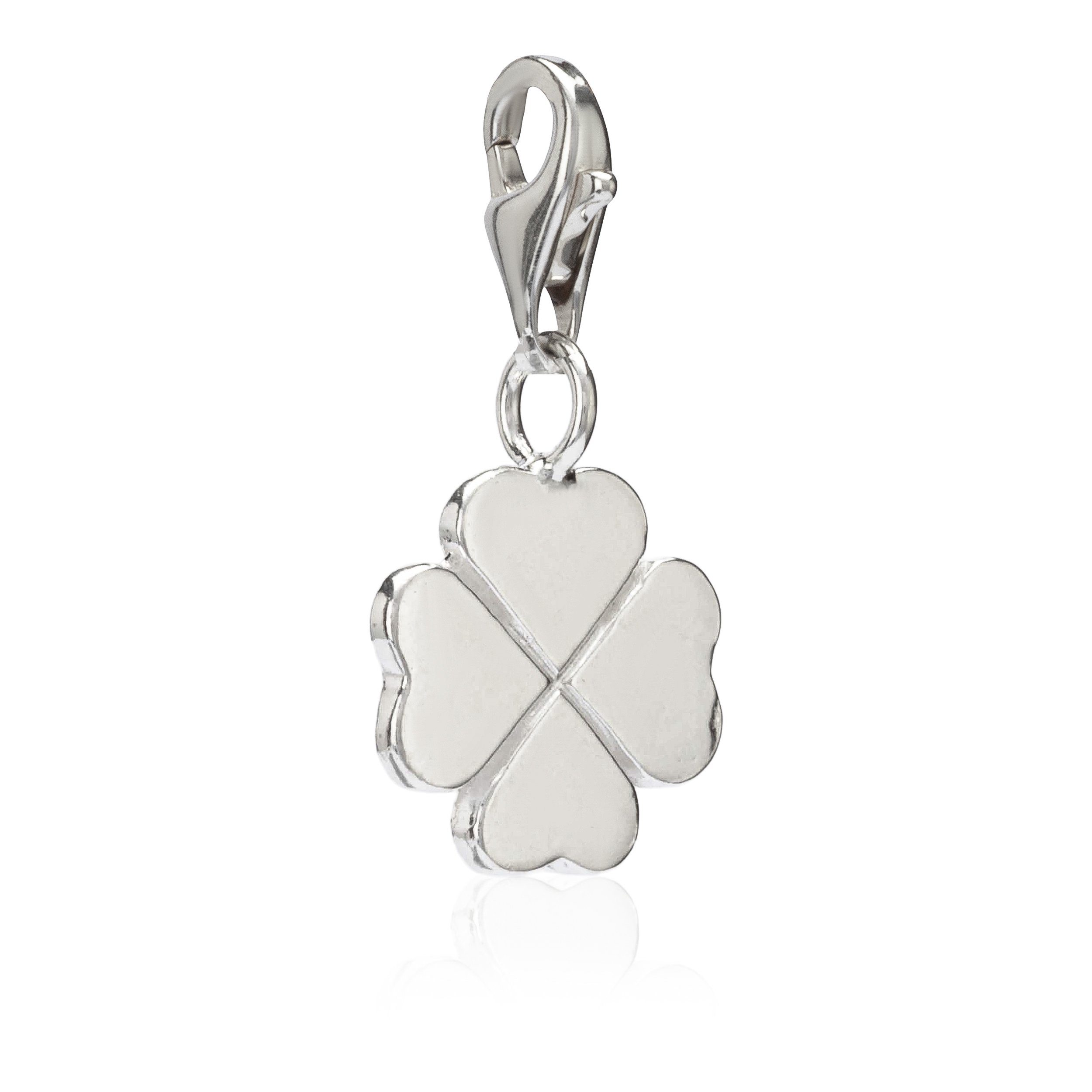 Charm-Einhänger Damen Charm-Anhänger Kleeblatt 925 Silber 12x12mm