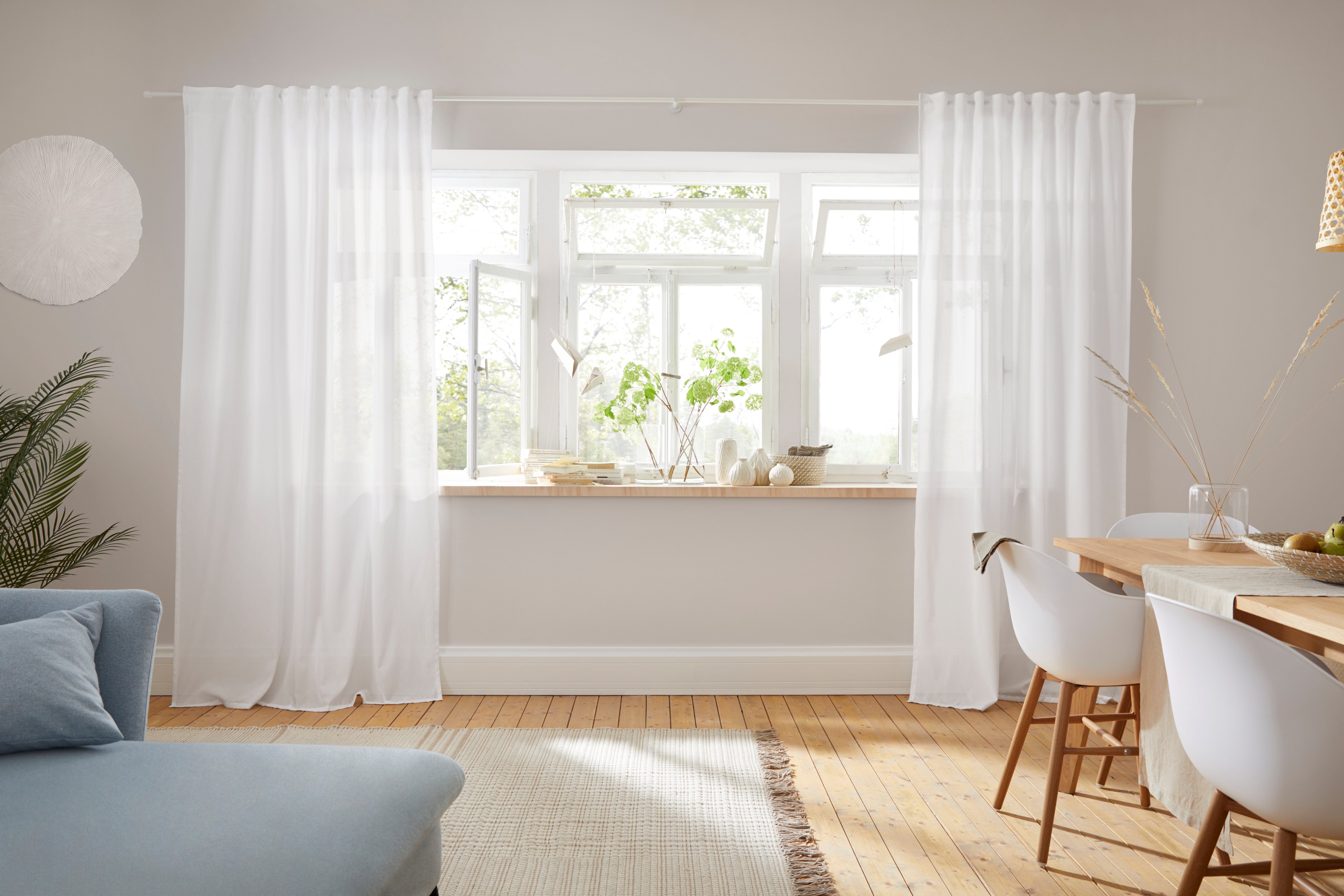 Vorhang Lanea, LeGer Home by verschiedene Schal, Lena Leinenoptik, Gercke, 1 Größen weiß Multifunktionsband (1 St), halbtransparent