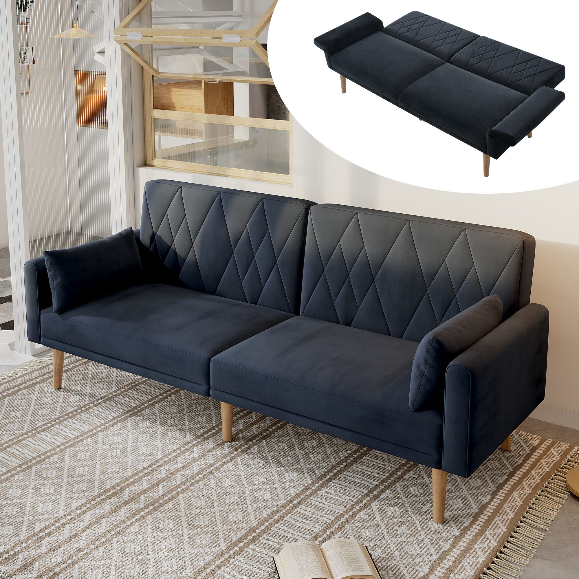 Merax Schlafsofa klappbar Zweisitzer-Sofa mit Schlaffunktion, günstig online kaufen