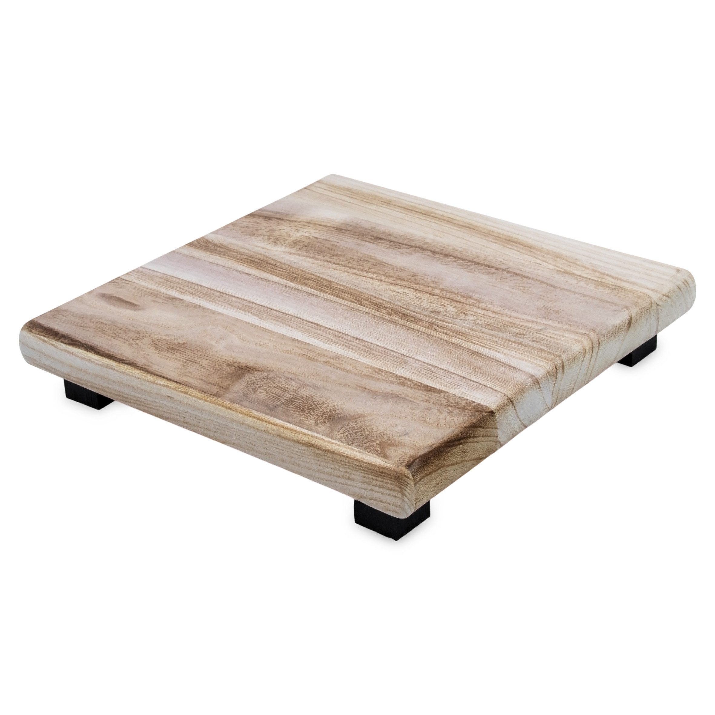 Spetebo Blumenhocker Holz eckig mit schwarzen Füßen (natur, 1 St., Deko Podest), Mini Pflanzenhocker auf 4 Füßen