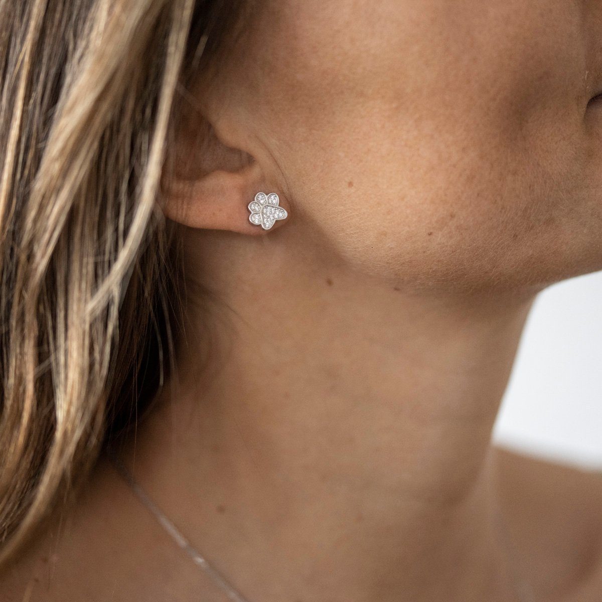 Materia Paar Ohrstecker Damen Silber Pfote Tatze Hund Tier Zirkonia SO-110, günstig online kaufen