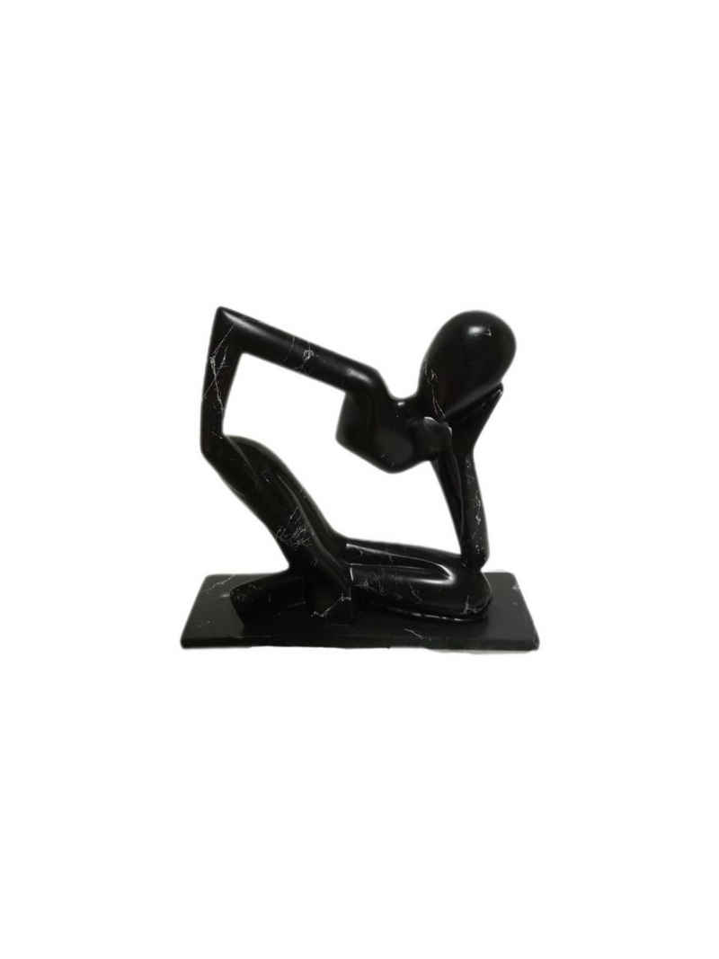 moebel17 Dekofigur Skulptur Denkender Schwarz Marmoroptik, Dekofigur aus Polyresin