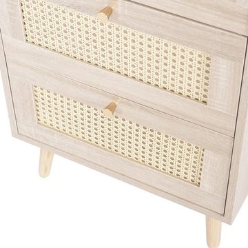 WISHDOR Nachttisch Nachtschrank Schubladenschrank (Eiche -H79.5/B48.6/T48.5 cm), mit 3 Schubladen