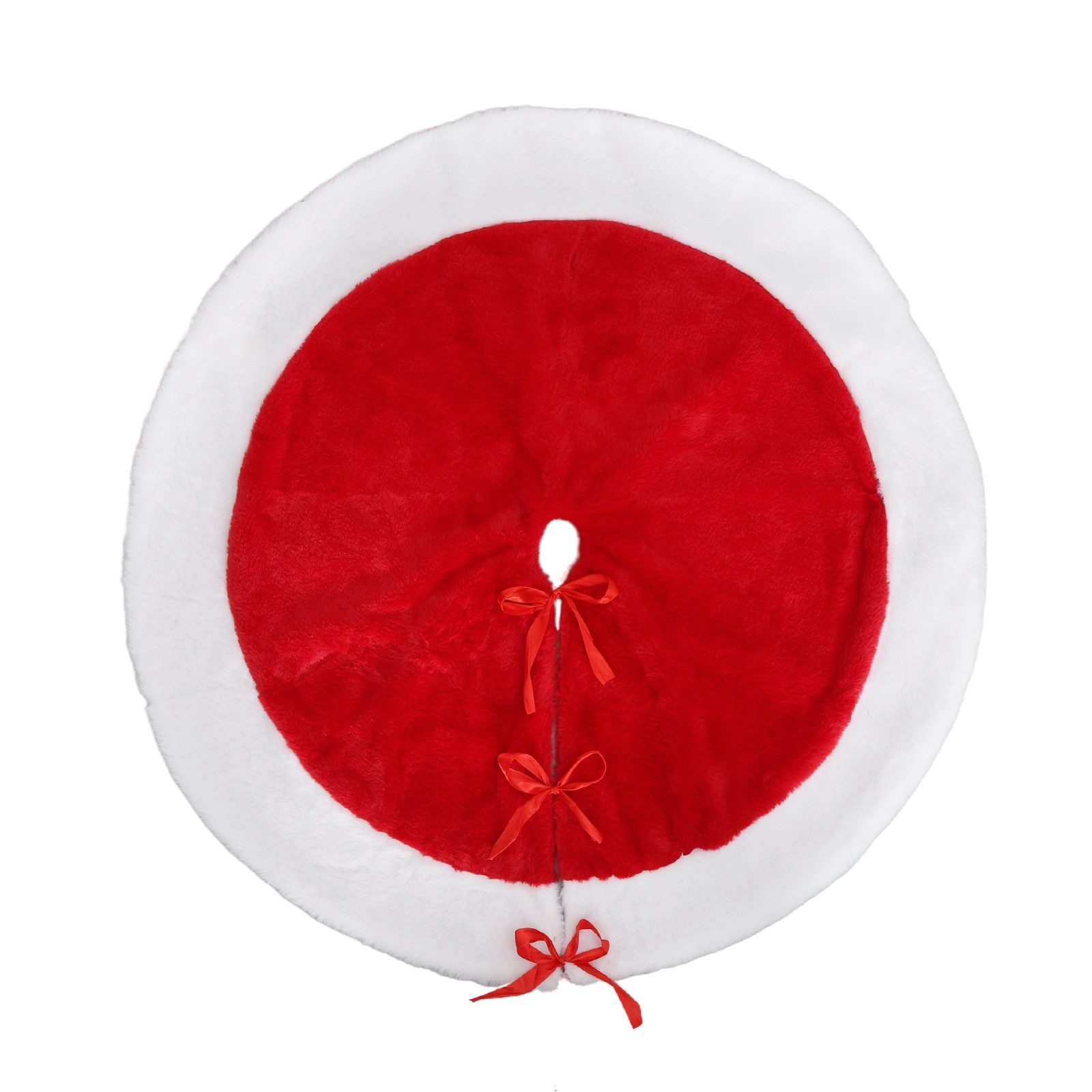 Salcar Weihnachtsbaumdecke Baumteppich Weihnachten Weihnachtsdeko Baumrock Rund Plüsche Rot Weiß, Weihnachtsbaumdecke, Christbaumschmuck, Christbaumdecke für Geschenke