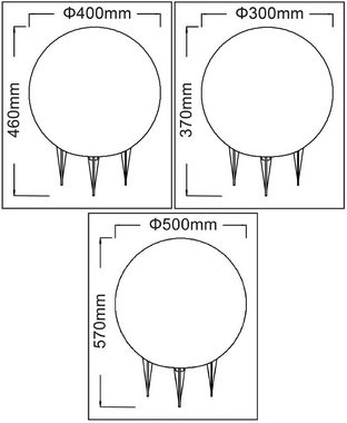 TRANGO Gartenleuchte, nicht dimmbar, 3er Set Kugellampe 34500G *NATURE* Gartenkugel, Außenleuchte in Granit-Optik je 1 Kugel Ø 30cm, 40cm, 50cm IP65 Strahlwassergeschützt für Außen und Innen geeignet, ohne Leuchtmittel