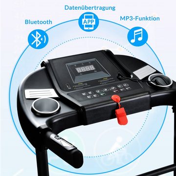 Ulife Laufband schwarzes & klappbares Laufgerät mit Kinomap-App-Programm für zuhause (Packung, Getränkehalter), 0,8-12 km/h, LED Bildschirm, MP3 Funktion, Bluetooth