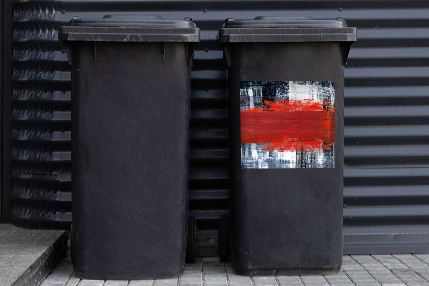 Rot - Wandsticker - Sticker, Abstrakt (1 Öl MuchoWow Gemälde St), Mülltonne, - Mülleimer-aufkleber, Abfalbehälter Container,