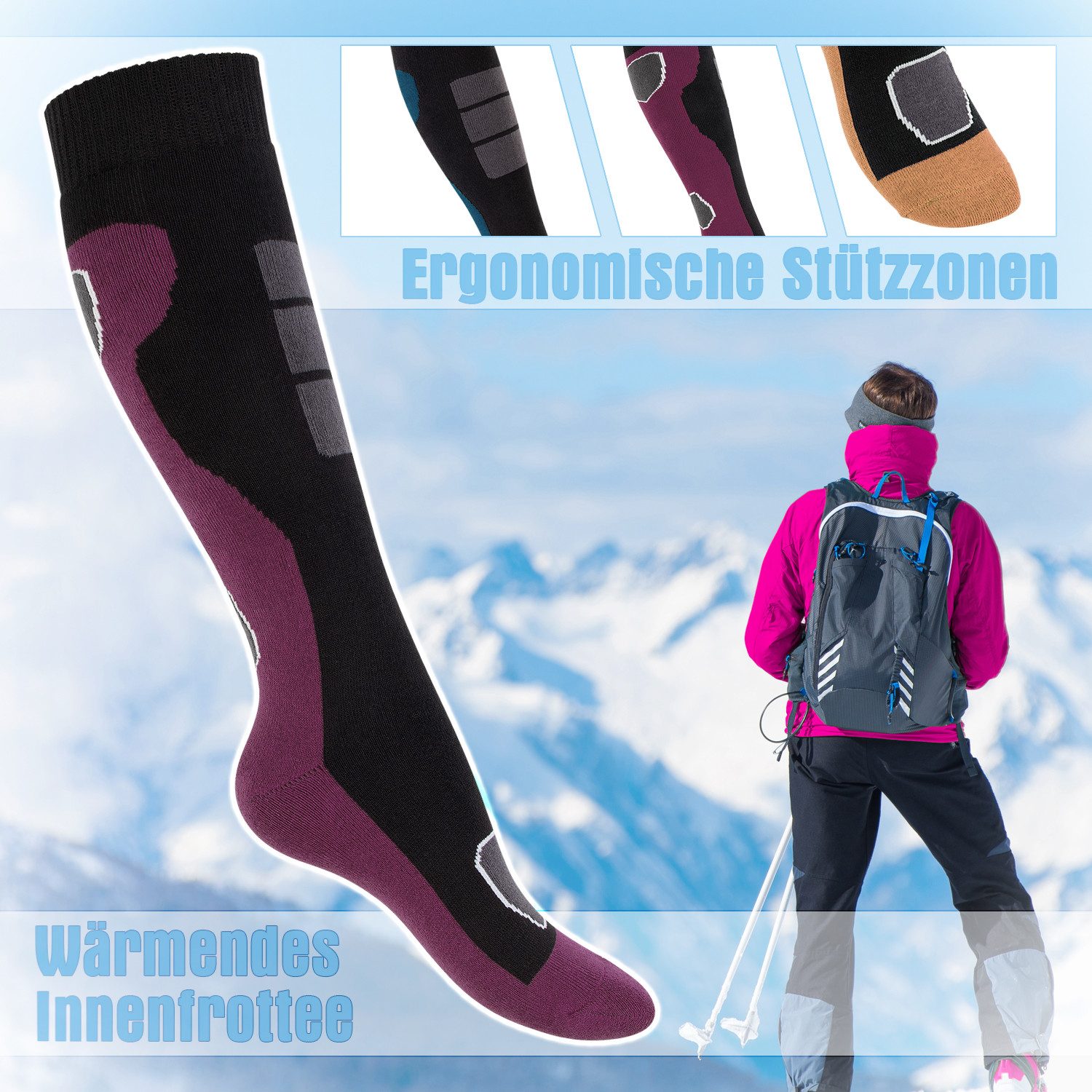 Footstar Thermosocken Damen Winter Kniestrümpfe (6 Paar) mit Thermo Effekt günstig online kaufen