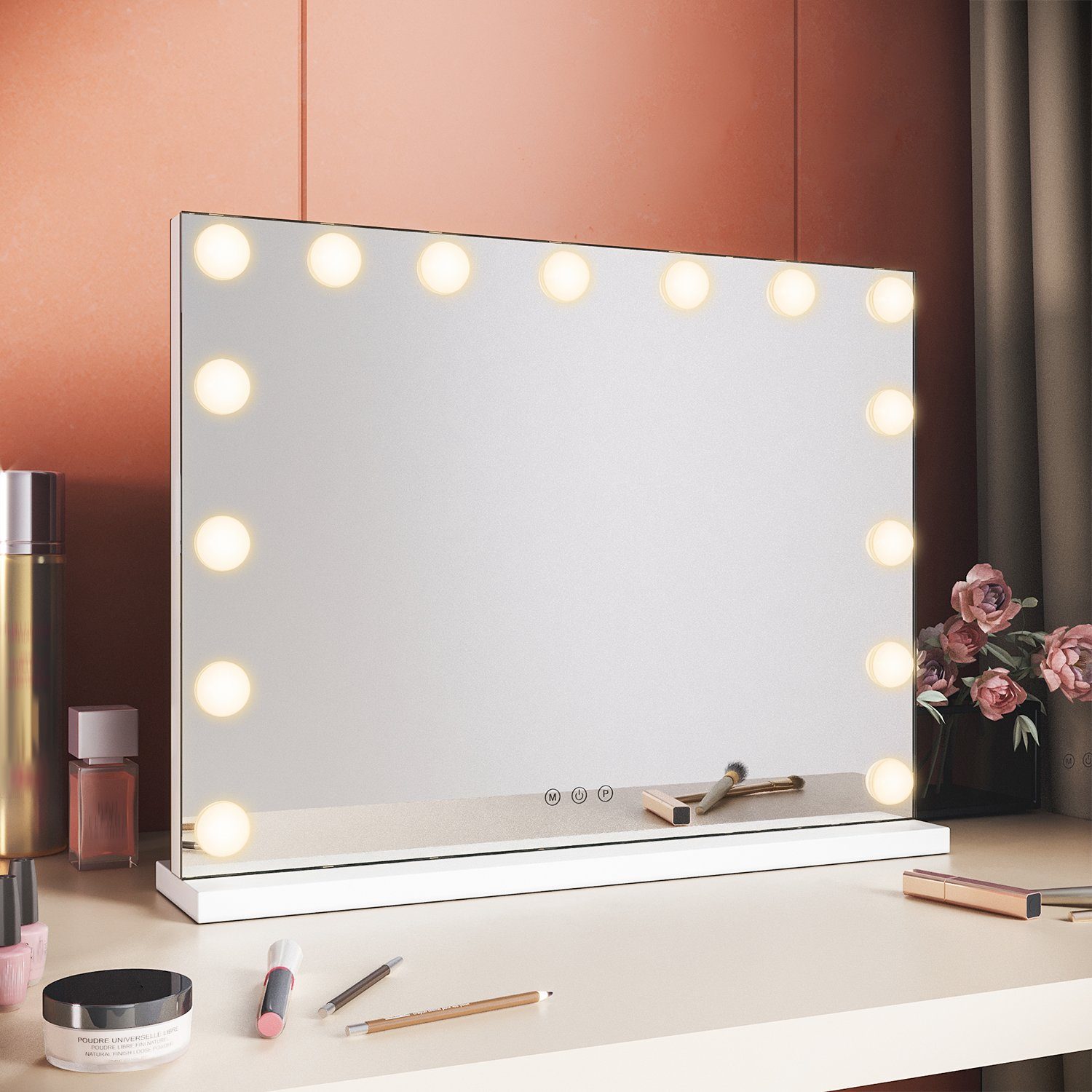 SONNI Дзеркало для макіяжу Дзеркало для макіяжу mit beleuchtung, Make-up, Hollywood Spiegel mit LED, 3 Farbe Licht