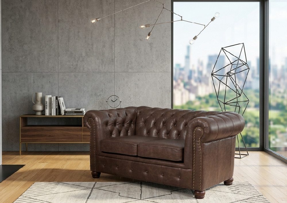 Xlmoebel Chesterfield-Sofa Elegantes Ledersofa in modernem Design mit hochwertiger Polsterung, Hergestellt in Europa