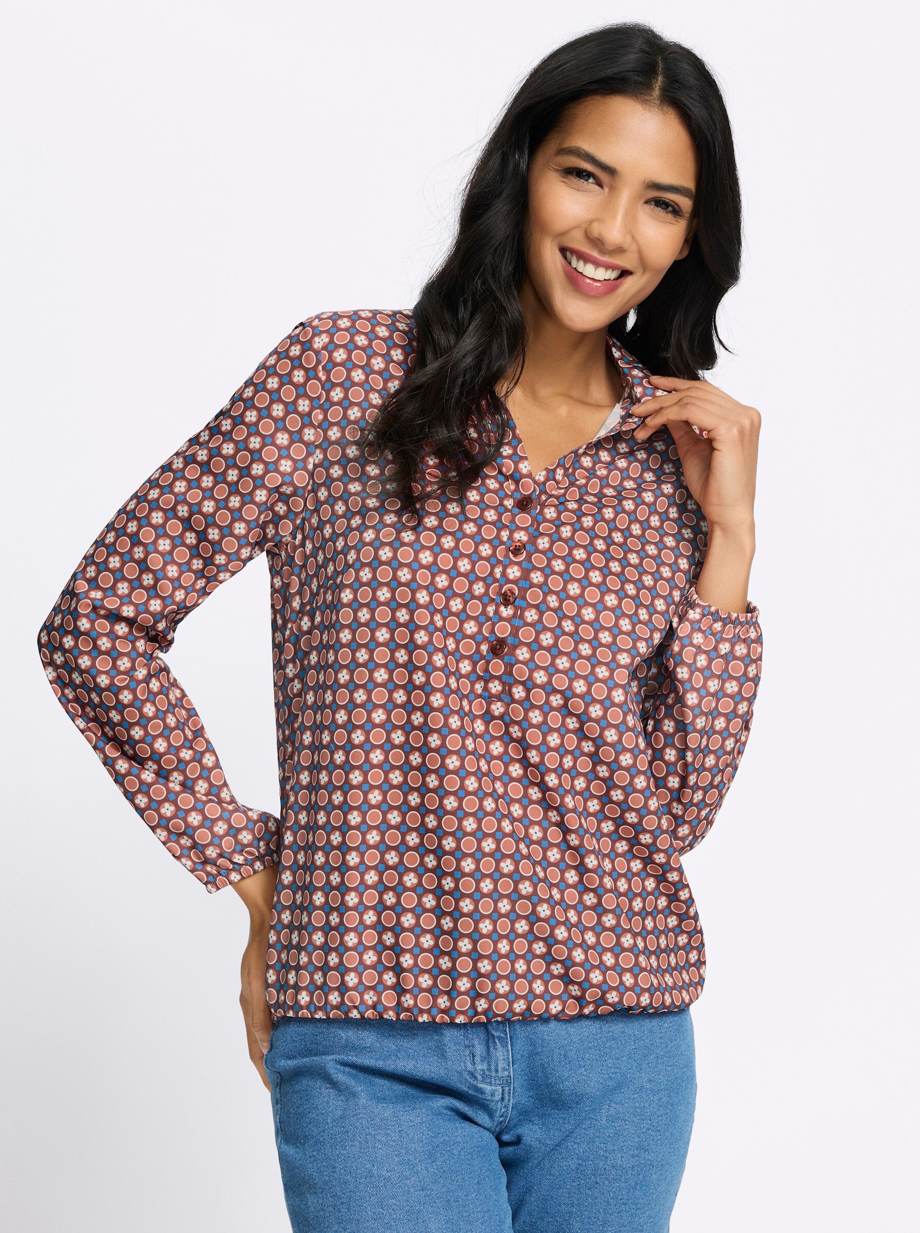 Klassische Bluse Schlupfbluse Langarm