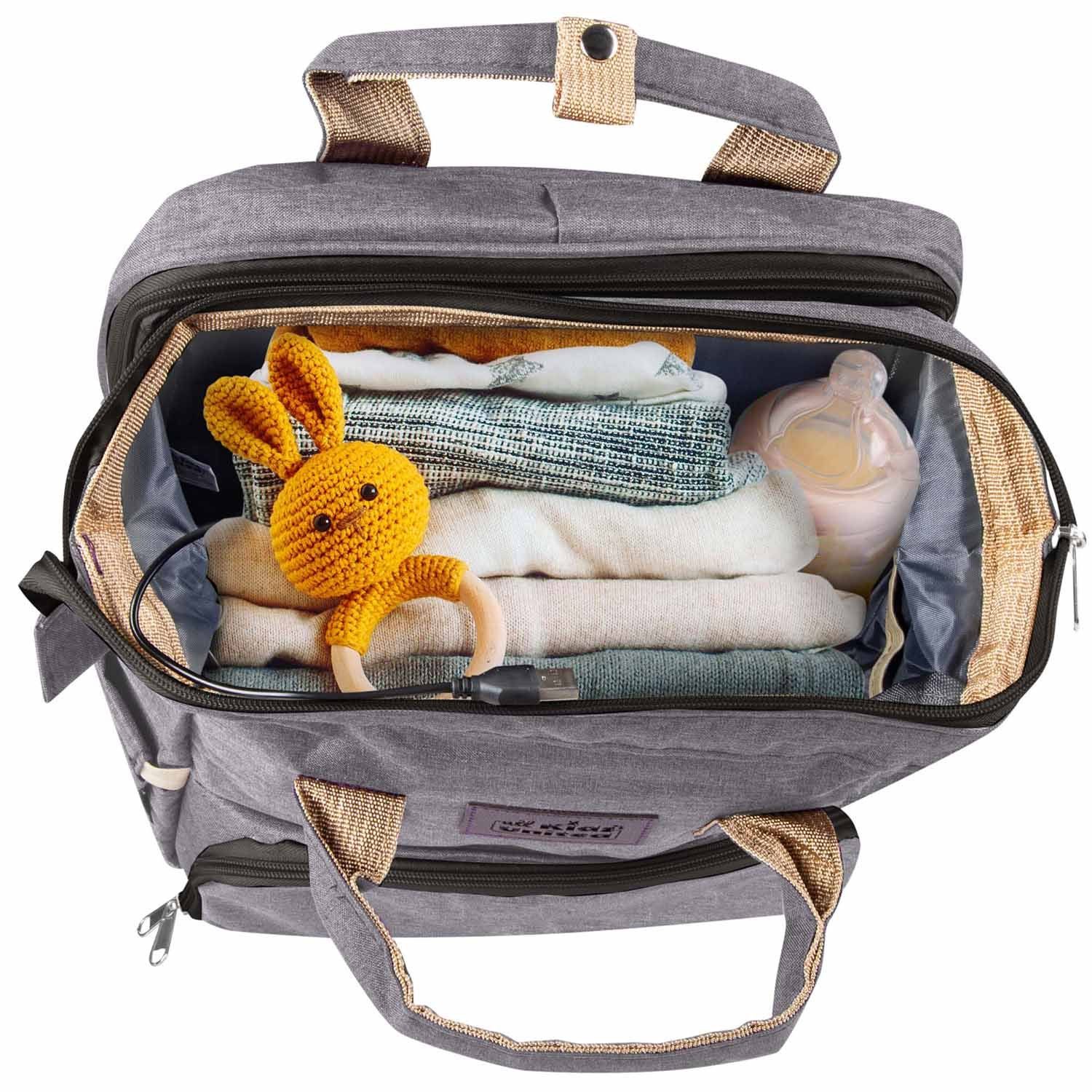 all Kids United Wickelrucksack 2in1 Wickelrucksack mit Babybett integriert, Wickelauflage & Reise Set (Set, Baby-Rucksack, Wickelauflage, integriertem Babybett, Kinderwagen-Haken)