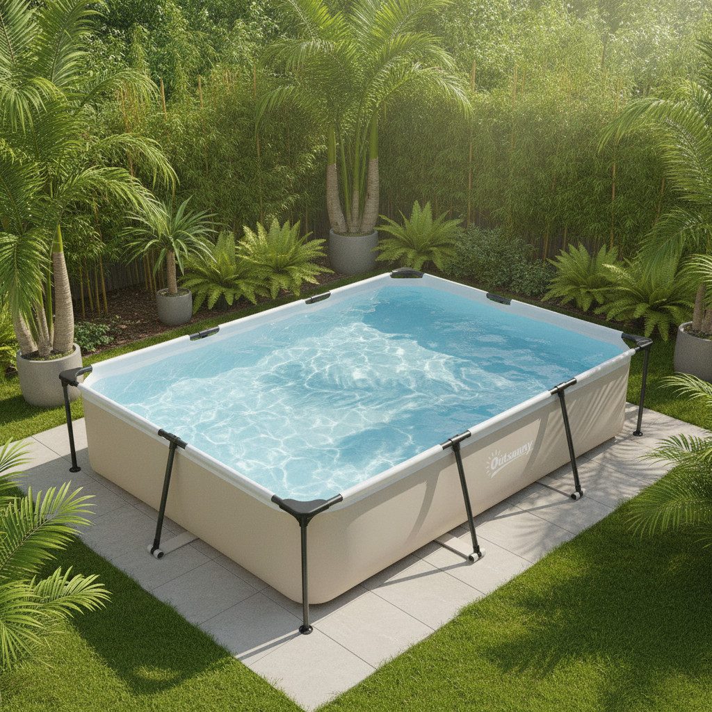 kowdom Framepool Rechteckpool mit Stahlrahmen, 316x238x66,5 cm, 3700 L, Gartenpool (Einzelpool), einfache Montage, korrosionsbeständig