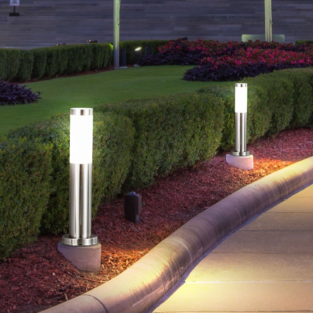 Sockelleuchte Stehlampen LED Garten 4x Warmweiß, Außen Leuchtmittel Außen-Stehlampe, inklusive, Edelstahl etc-shop Wegelampe Farbwechsel,