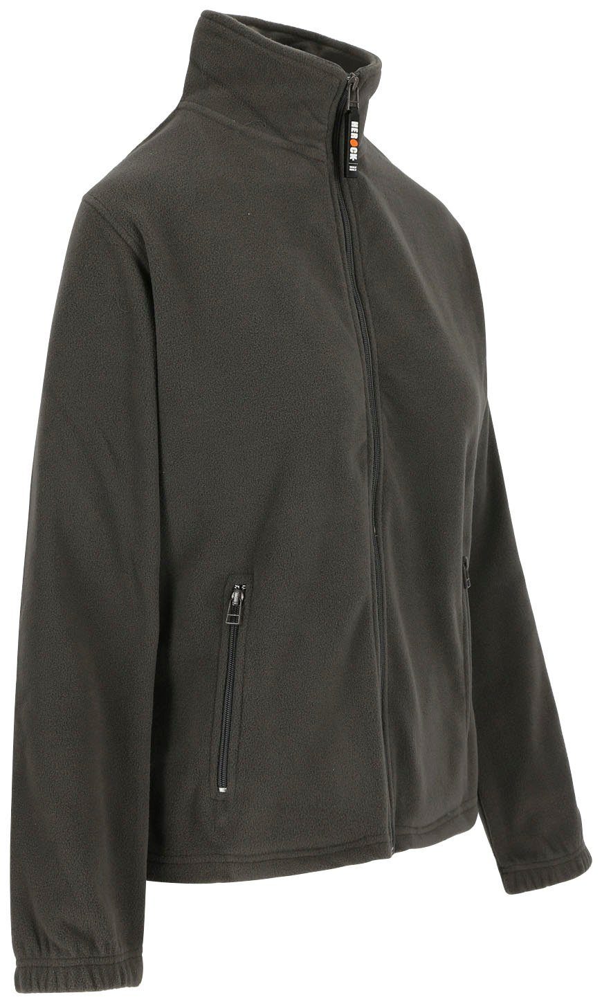 Herock leicht Damen Fleece langem Mit grau angenehm Reißverschluss, Deva 2 Seitentaschen, Jacke Fleecejacke warm, und