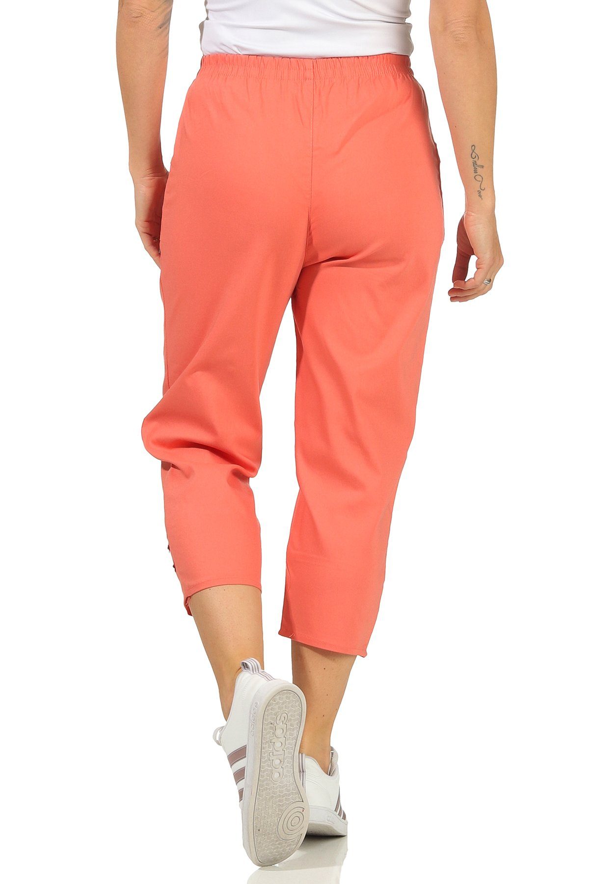 leicht großen Damen Sommerhose Casual, Schlupfhose mit elastischem angenehme 3/4 luftig und auch Damenmode Aurela mit Classic Stretchgewebe Größen, Basic, 3/4-Hose elastisch, Bund, lang Hellgrau in Kurze