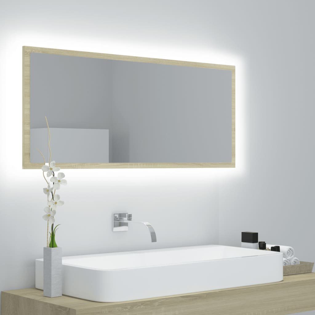 vidaXL Badezimmerspiegelschrank LED-Badspiegel Sonoma-Eiche 100x8,5x37 cm Acryl (1-St) Sonoma Eiche
