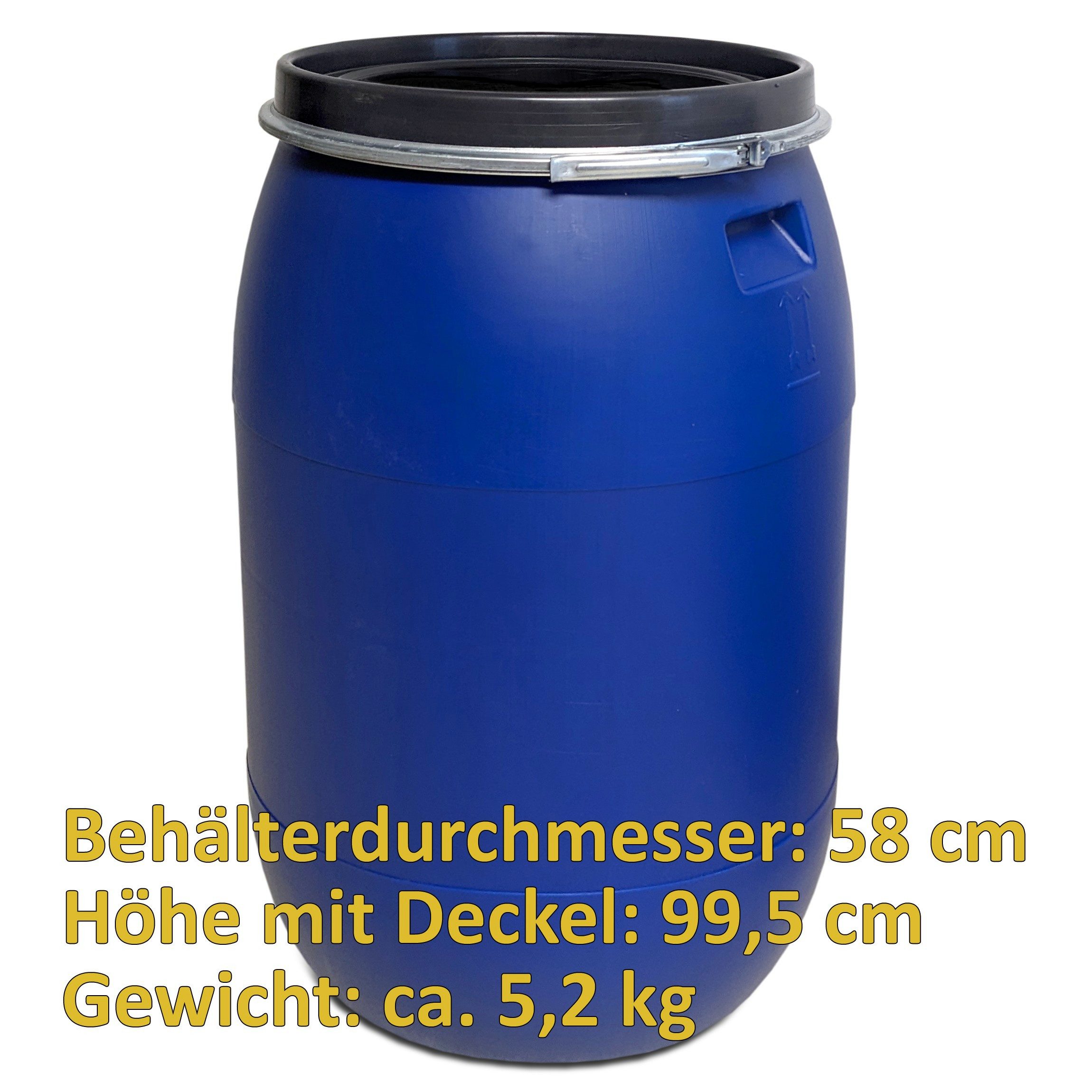 Plasteo Regentonne Weithalsfass Lebensmittelecht BPA-Frei Sauerkrautfass BPA-Frei, 220 l, BPA-Frei