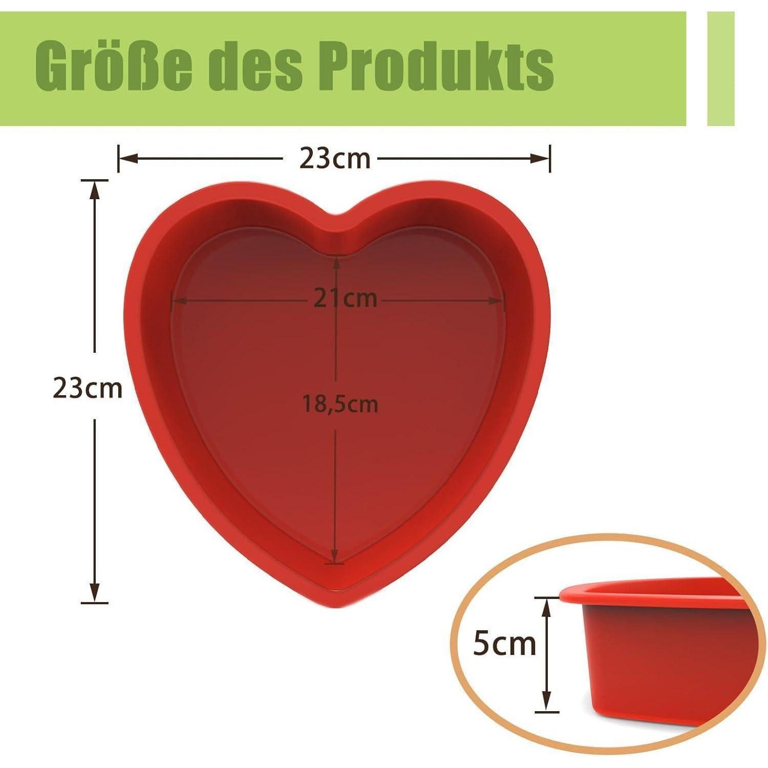 SILIVO Herzkuchenform Silikon Backform Herz Ø 20cm Antihaftform für Kuchen Pudding