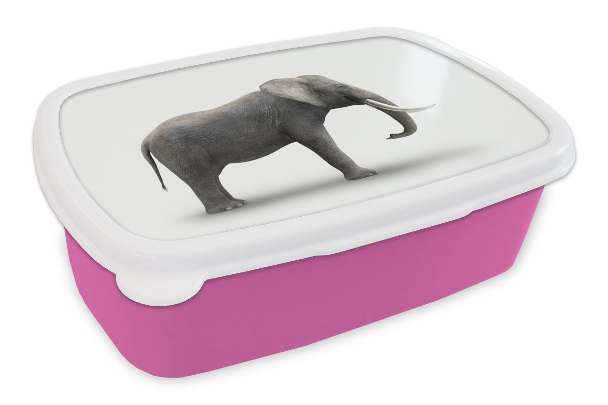 Elefant Brotbox Kinder, rosa MuchoWow weißem Mädchen, Kunststoff Snackbox, Hintergrund, für auf Lunchbox Kunststoff, Brotdose (2-tlg), Erwachsene,
