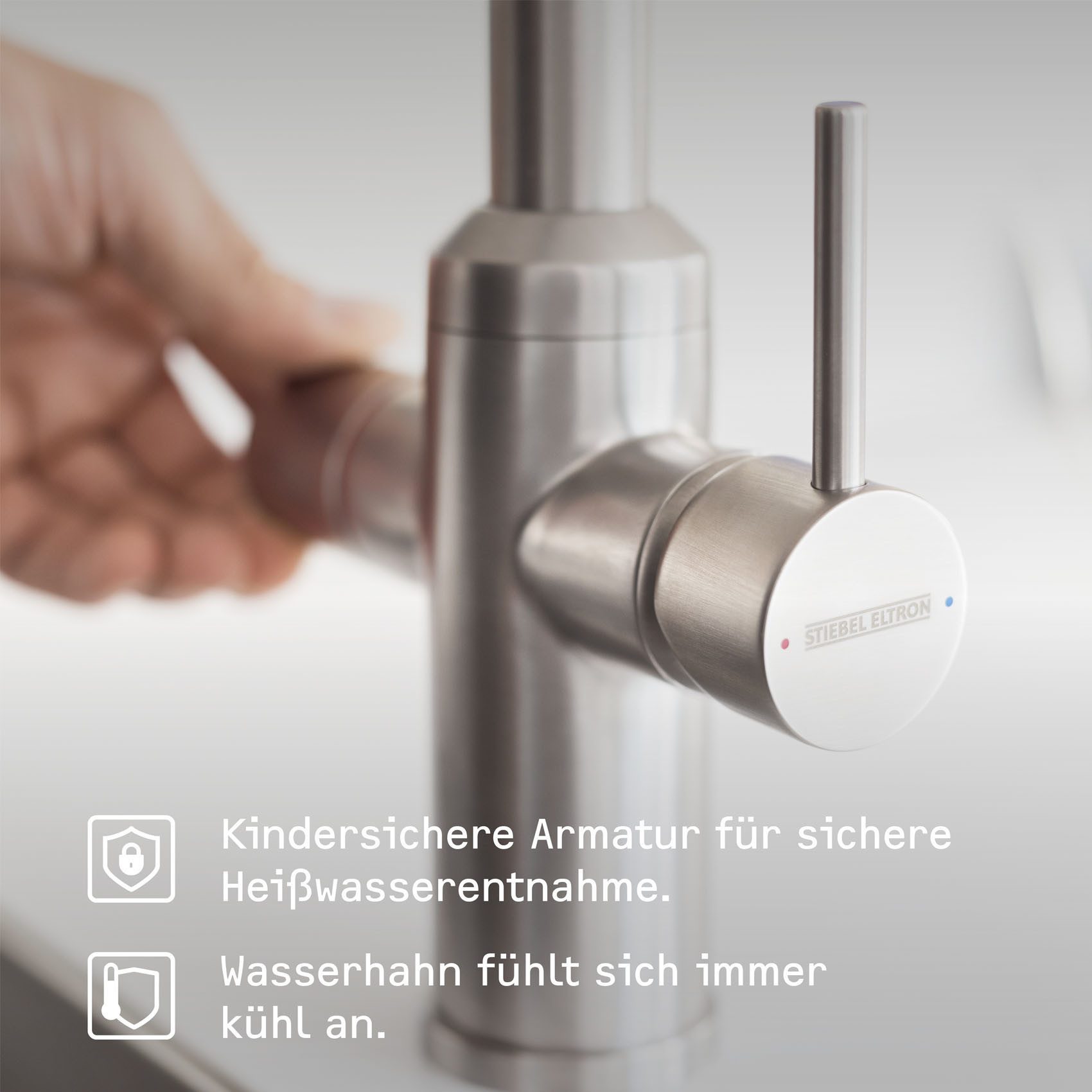 STIEBEL ELTRON Kochendwassergerät HOT 2.6 N Premium + 3in1 c (chrom), max. 95 °C, Set mit Heißwassergerät und speziellem Wasserhahn für die Küche